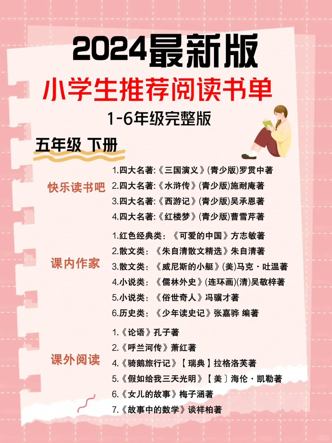 📚 小学1-6年级优质课外阅读书单推荐‼️