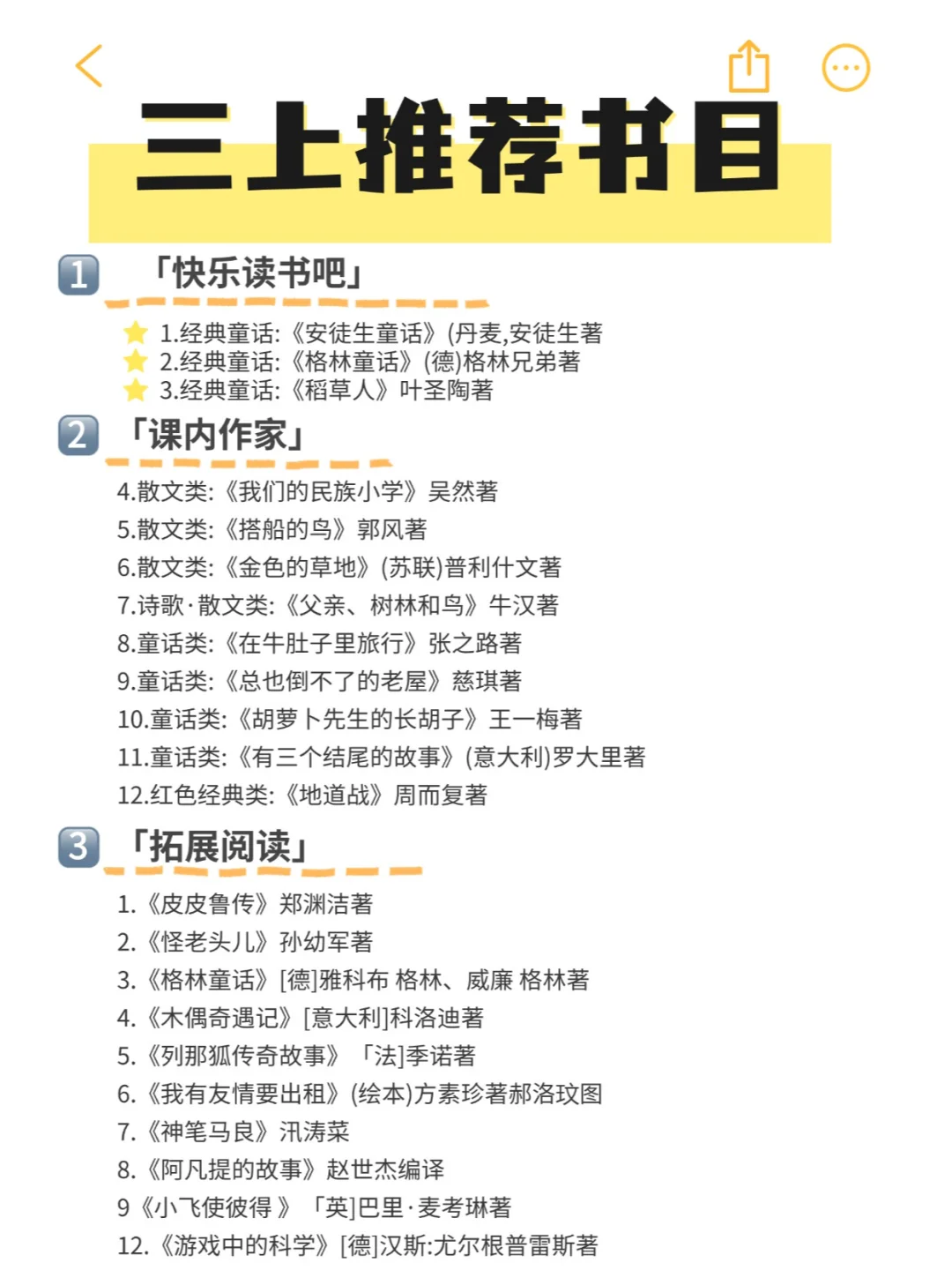 1-6年级的快乐读书吧必读书目！！