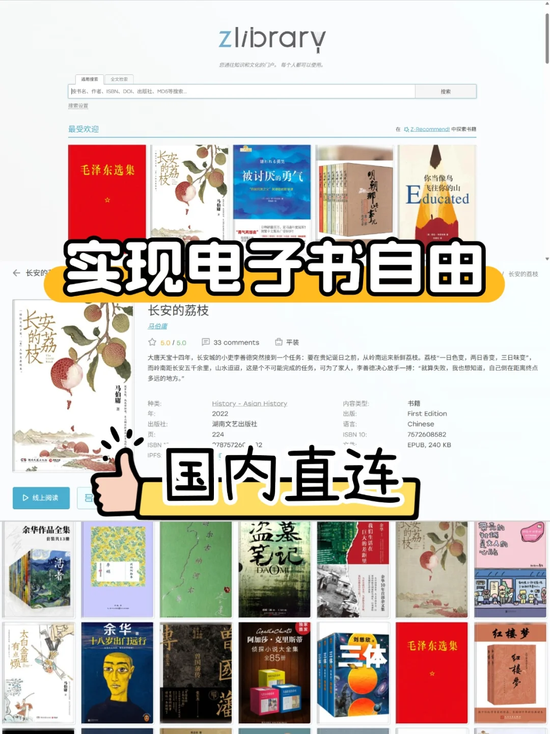 最新zlibirary国内直连入口，电子书自由啦