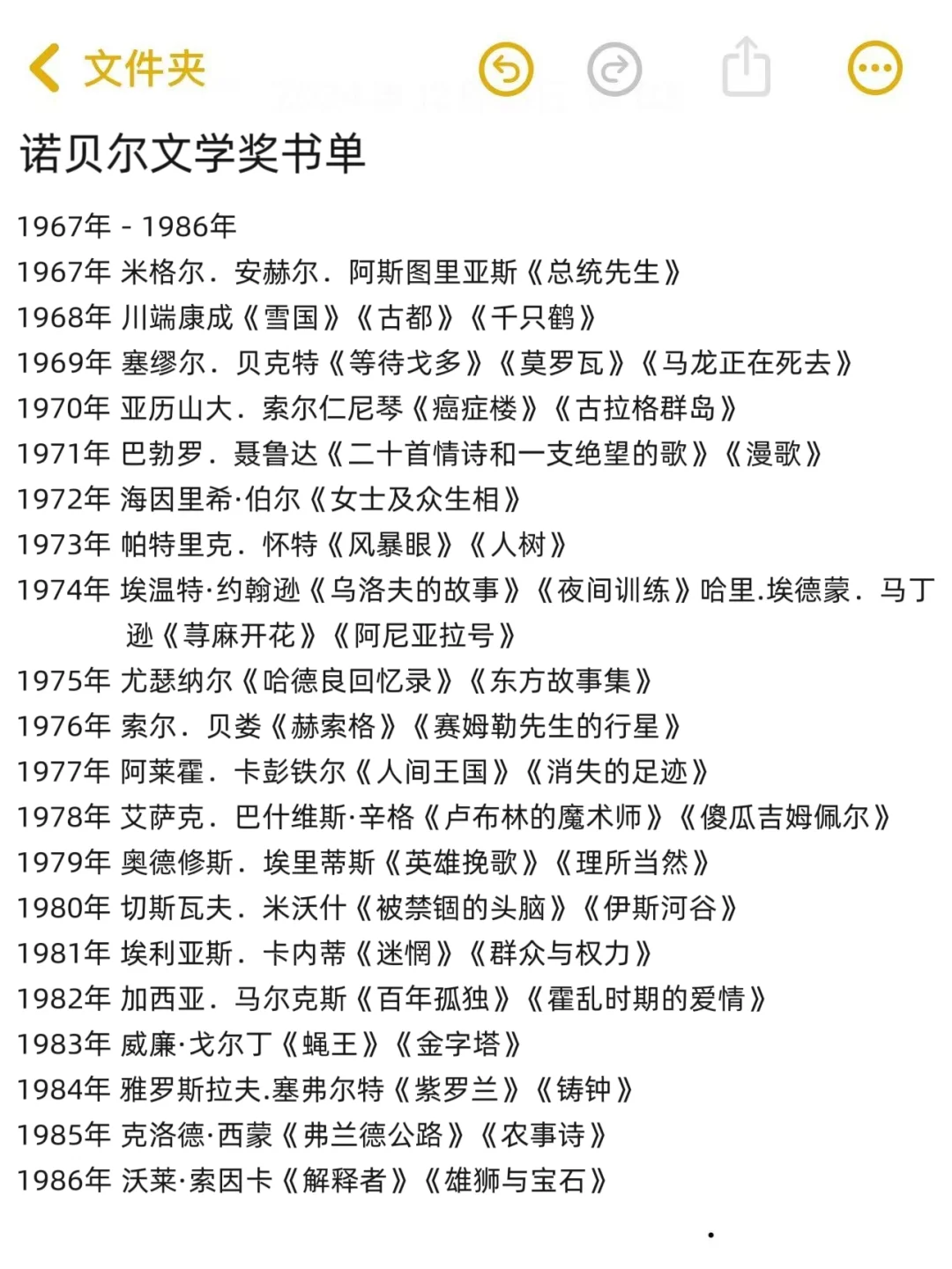 🔥妈耶！诺贝尔文学奖全书单！1917-2024