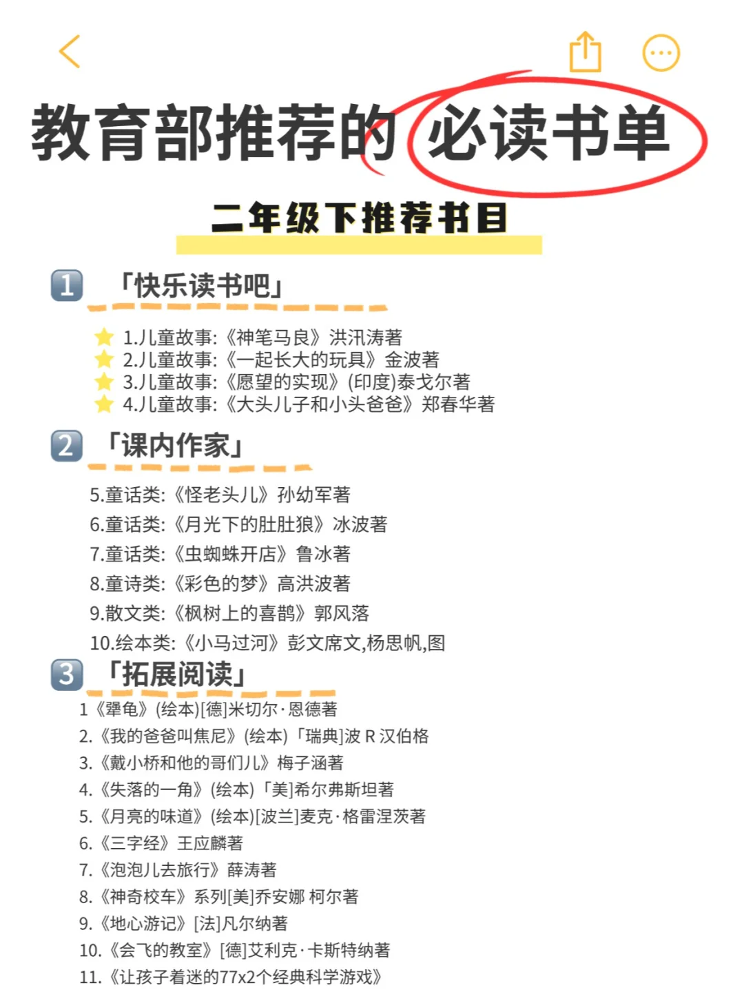 1-6年级的快乐读书吧必读书目！！