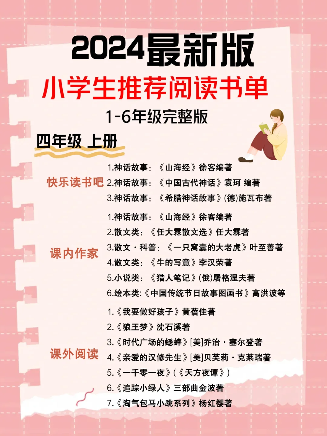 📚 小学1-6年级优质课外阅读书单推荐‼️