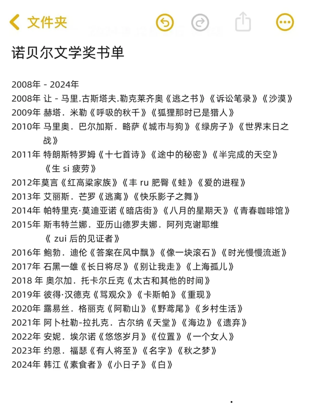 🔥妈耶！诺贝尔文学奖全书单！1917-2024