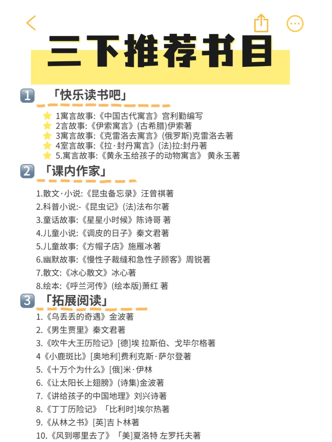 1-6年级的快乐读书吧必读书目！！