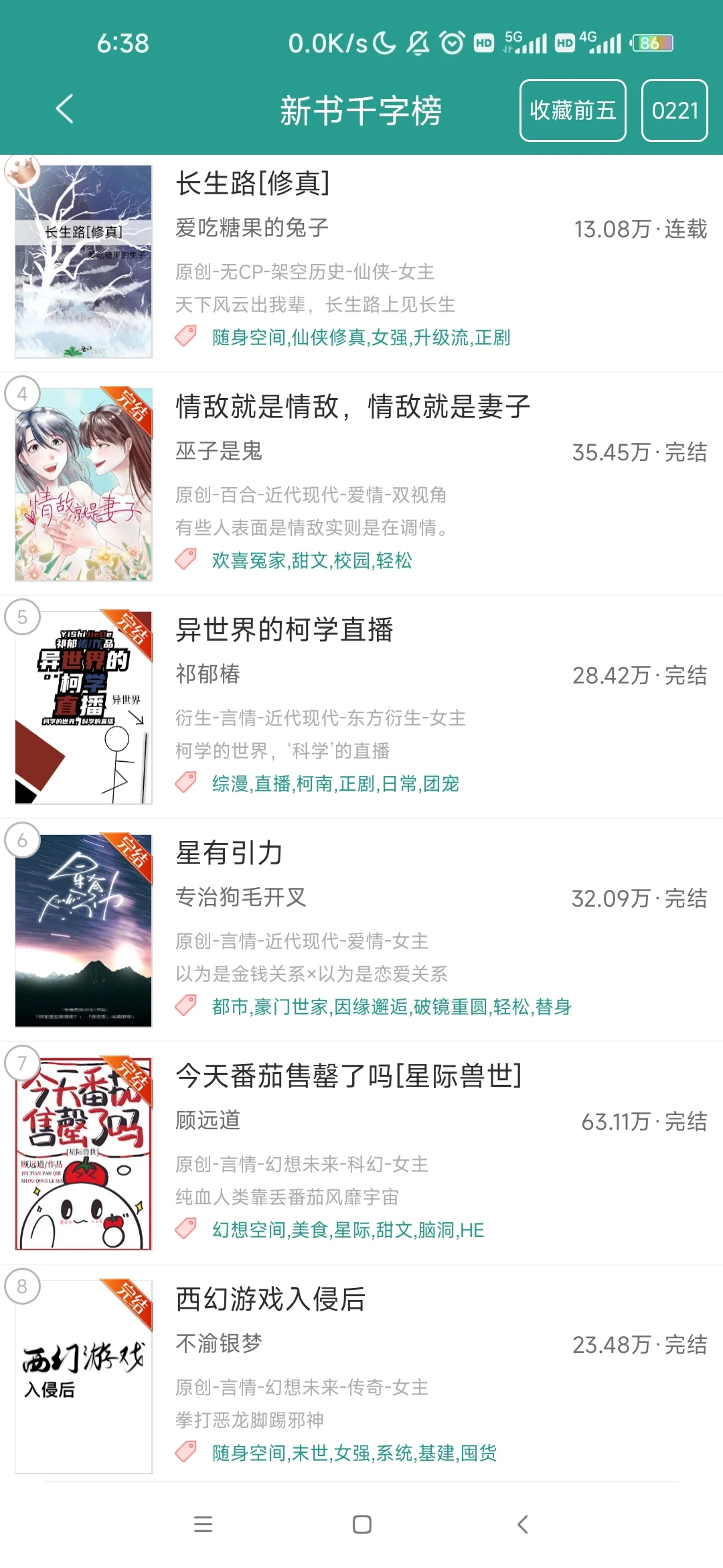 晋江今天的新书千字榜怎么只有八个啊