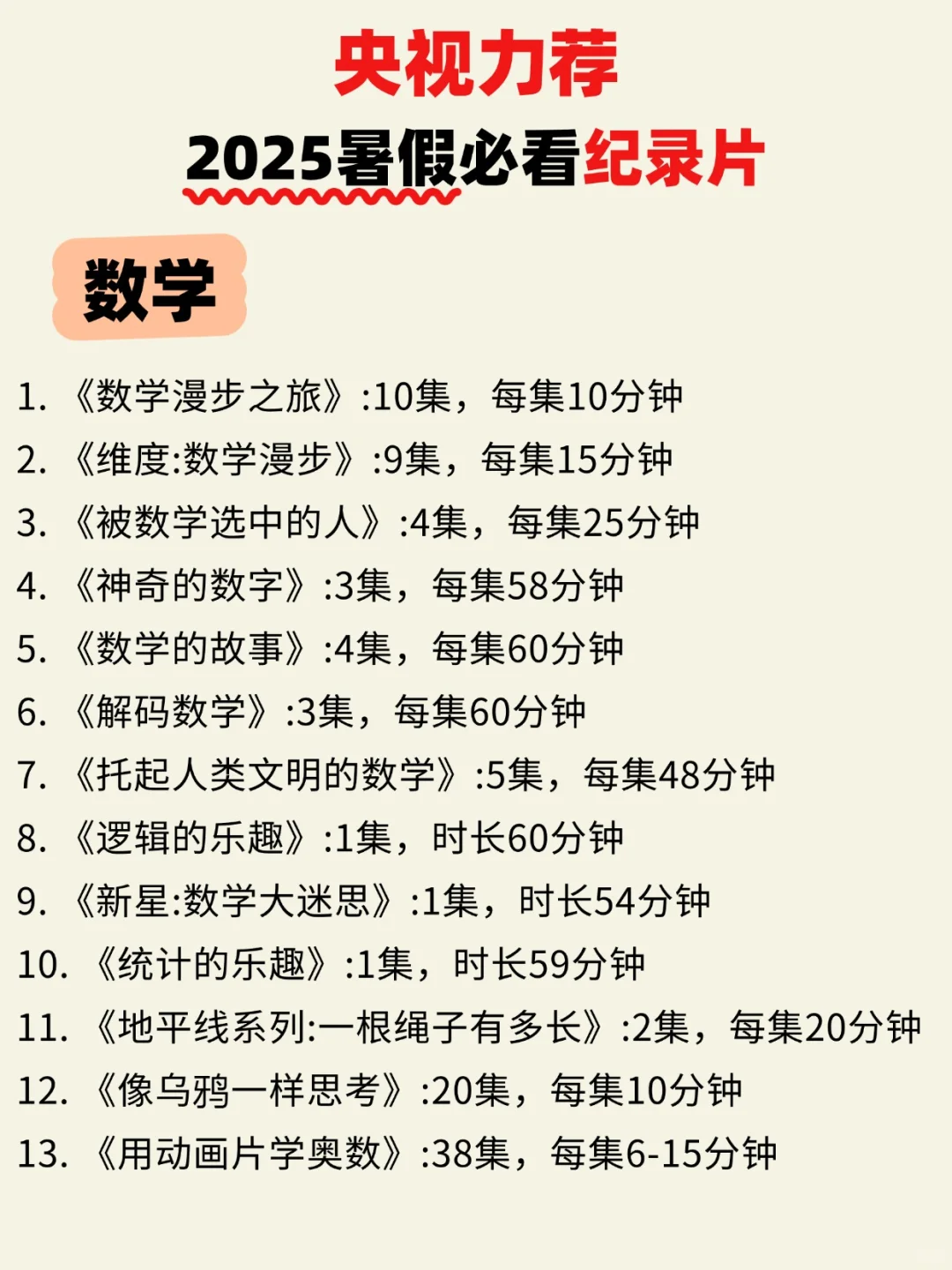 央视力荐！100部娃必看高分纪录片＋电影