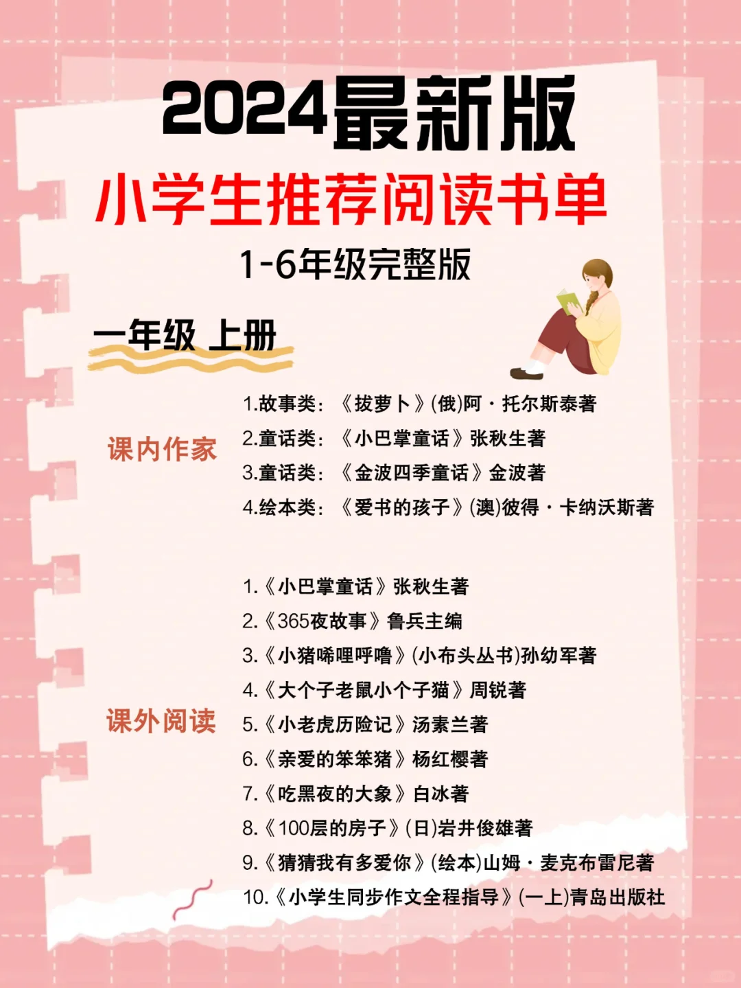 📚 小学1-6年级优质课外阅读书单推荐‼️