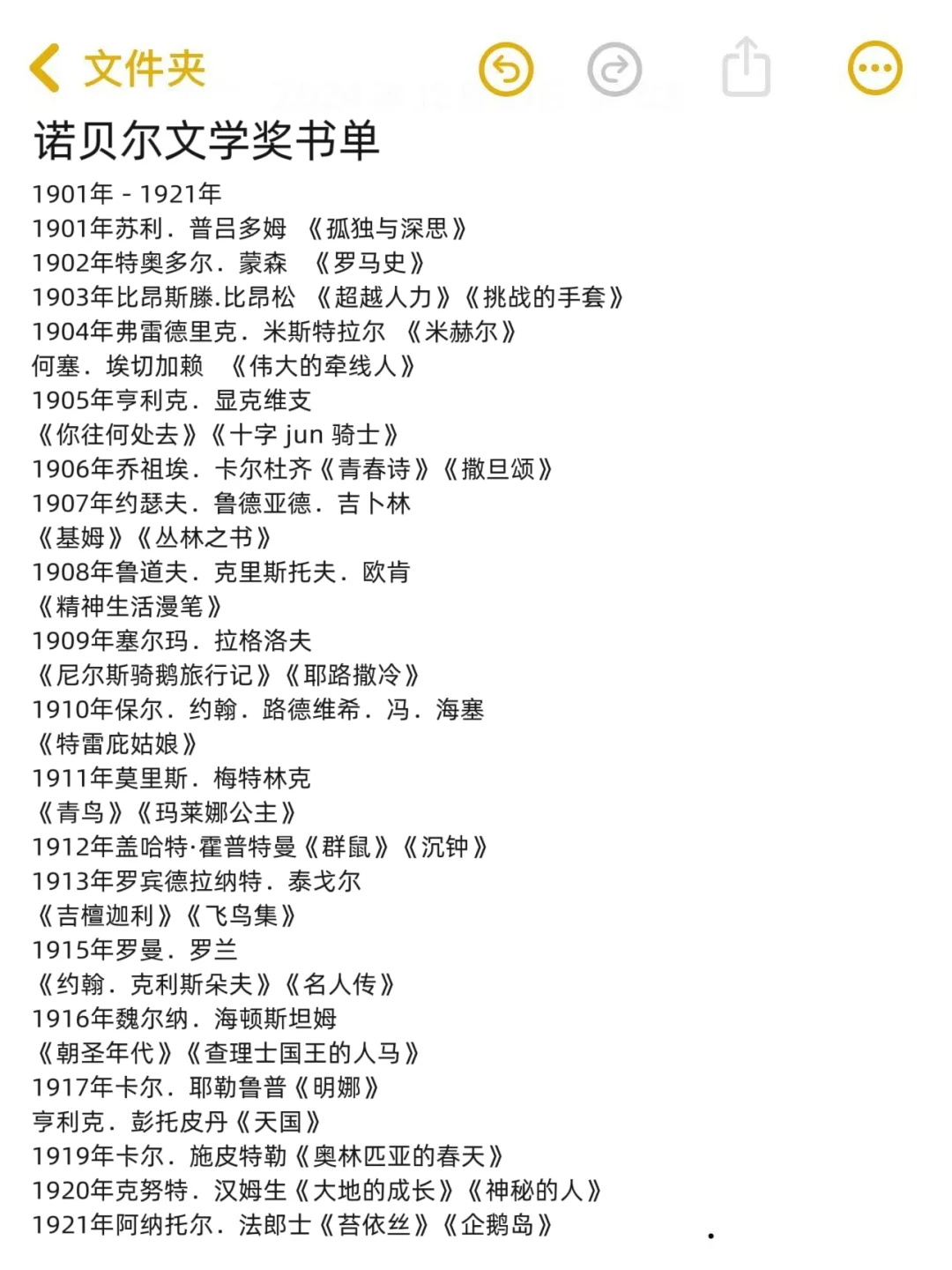 🔥妈耶！诺贝尔文学奖全书单！1917-2024