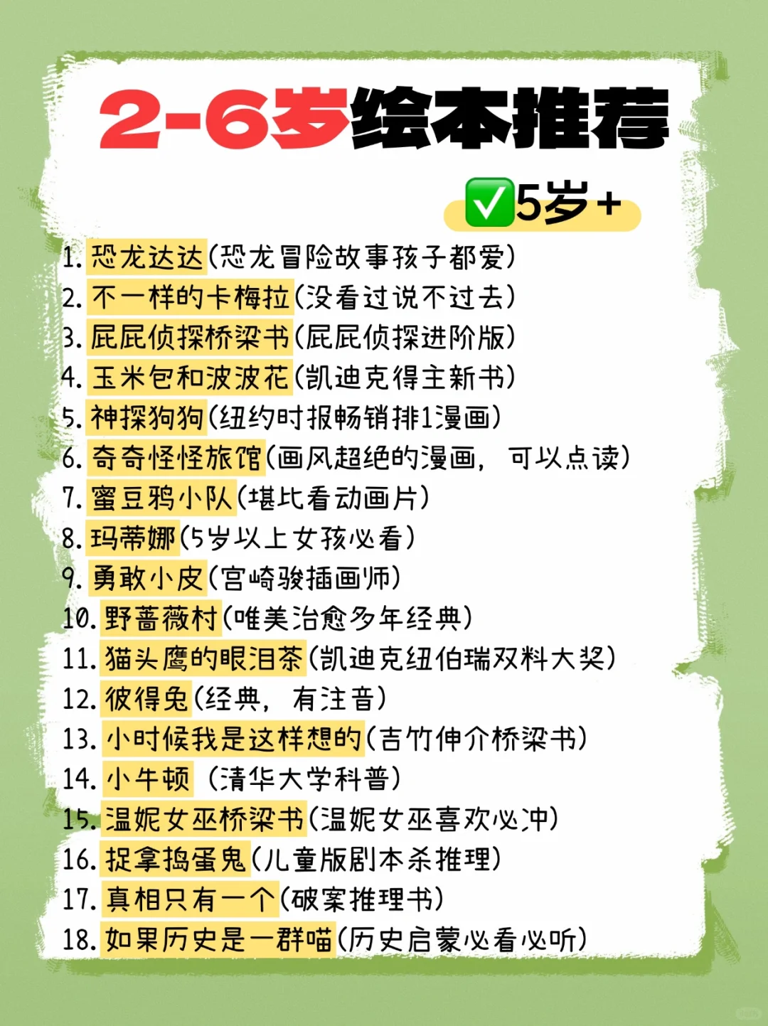 📚2-6岁绘本推荐清单来啦🌟70套亲测不踩雷