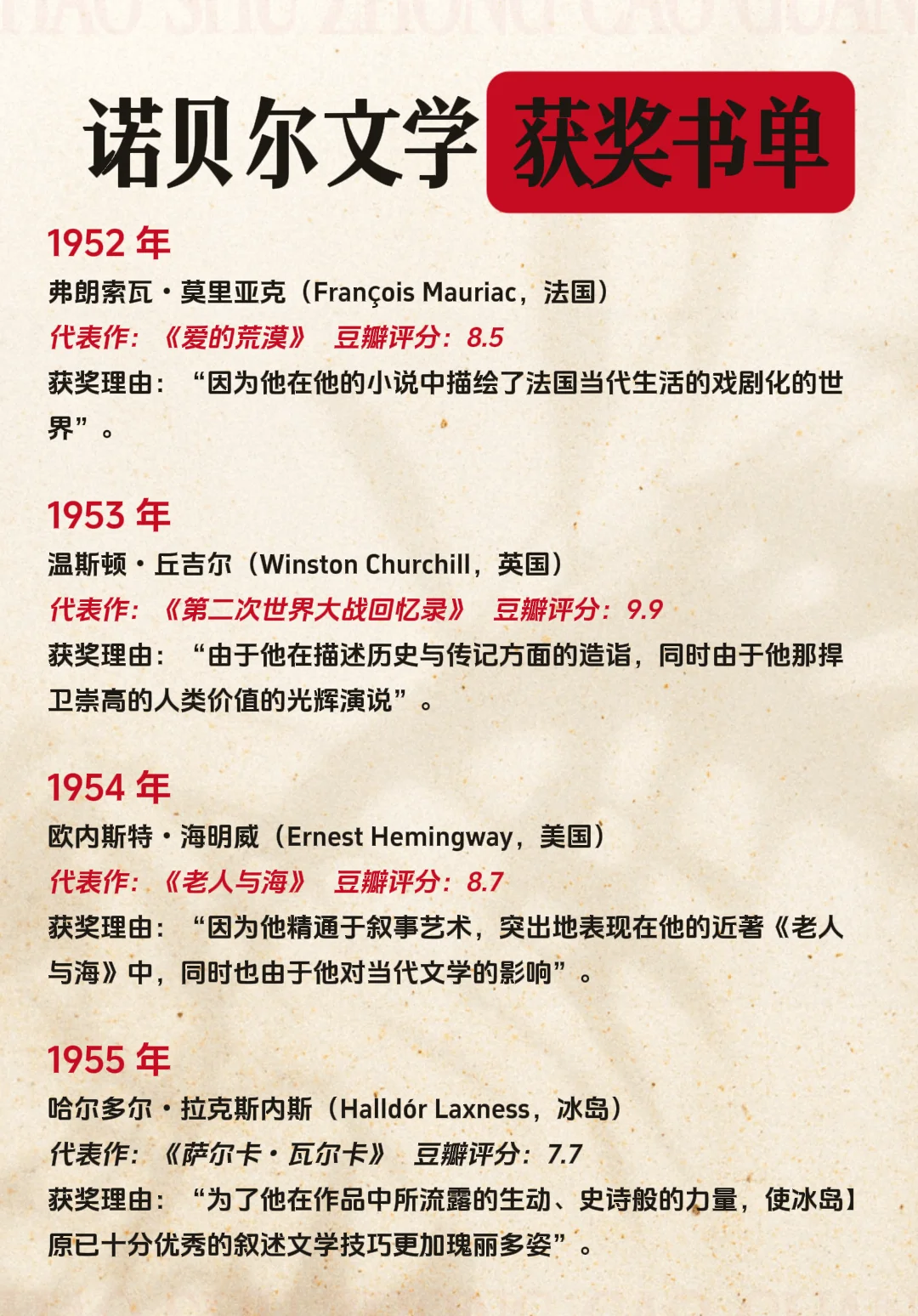 诺贝尔文学奖名单🔥这些经典你读过几本？