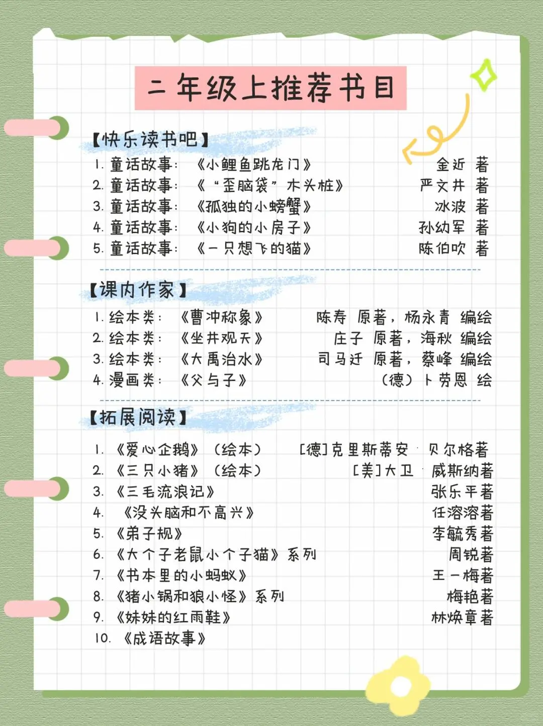 1-3年级｜📚教育部推荐书单｜🌟码注慢慢看