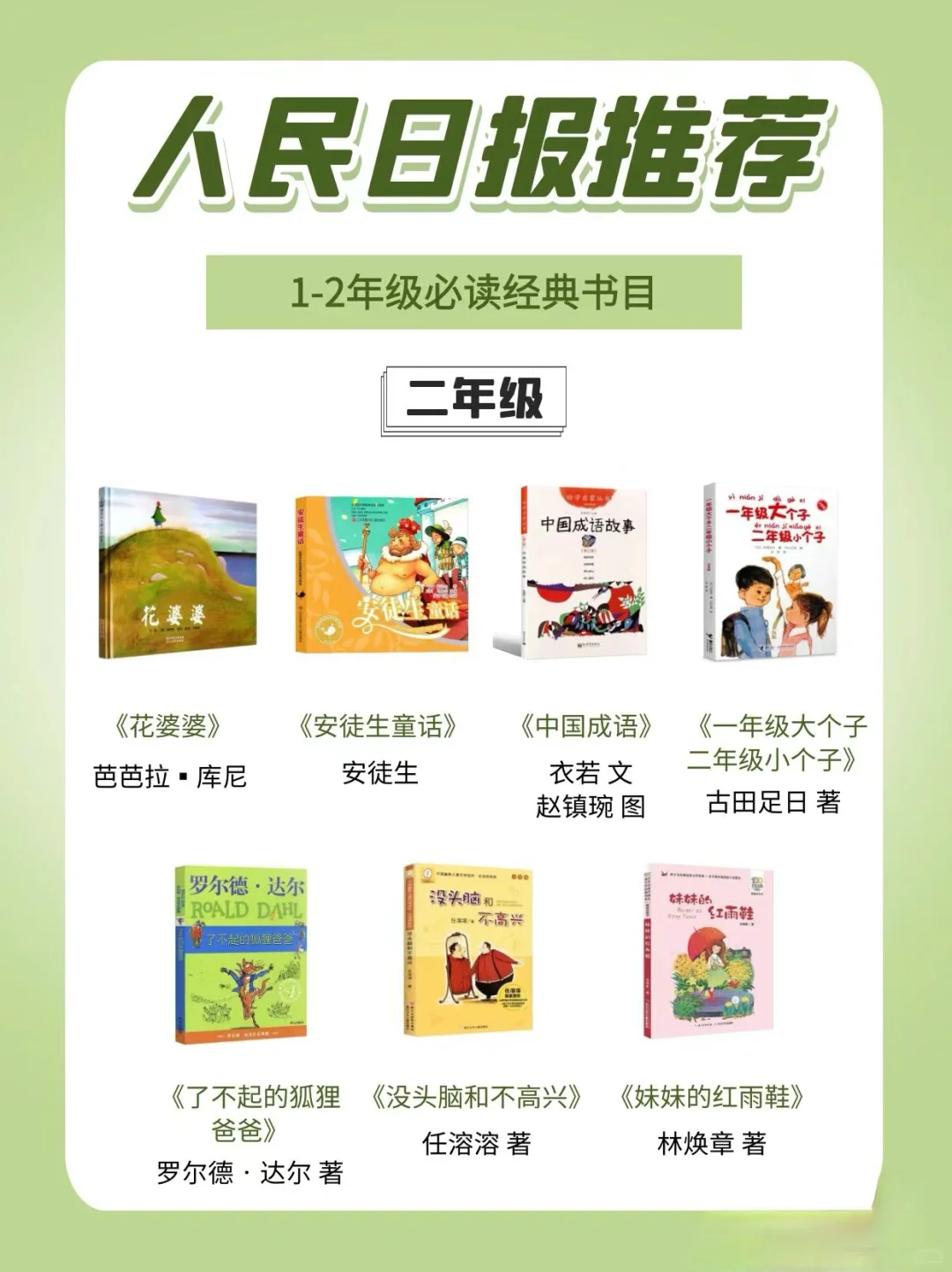 人民日报一二年级儿童必读书单🔥