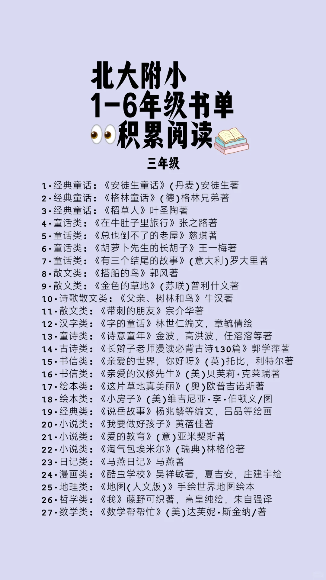 2025北大附小阅读指南来啦!！宝妈人手一份