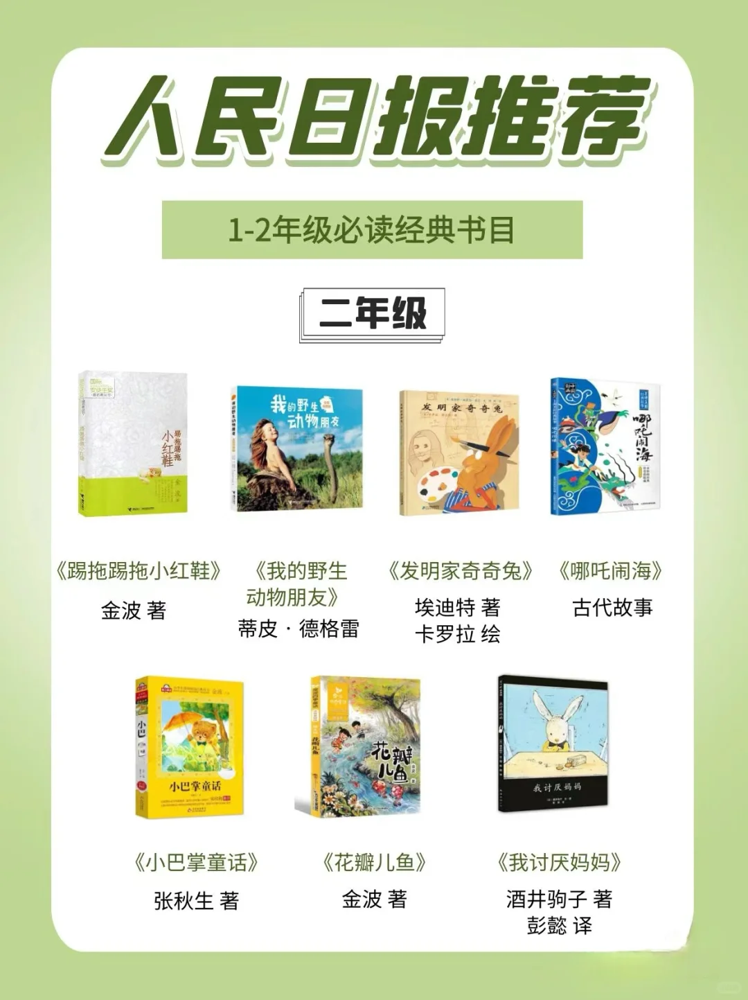 人民日报一二年级儿童必读书单🔥