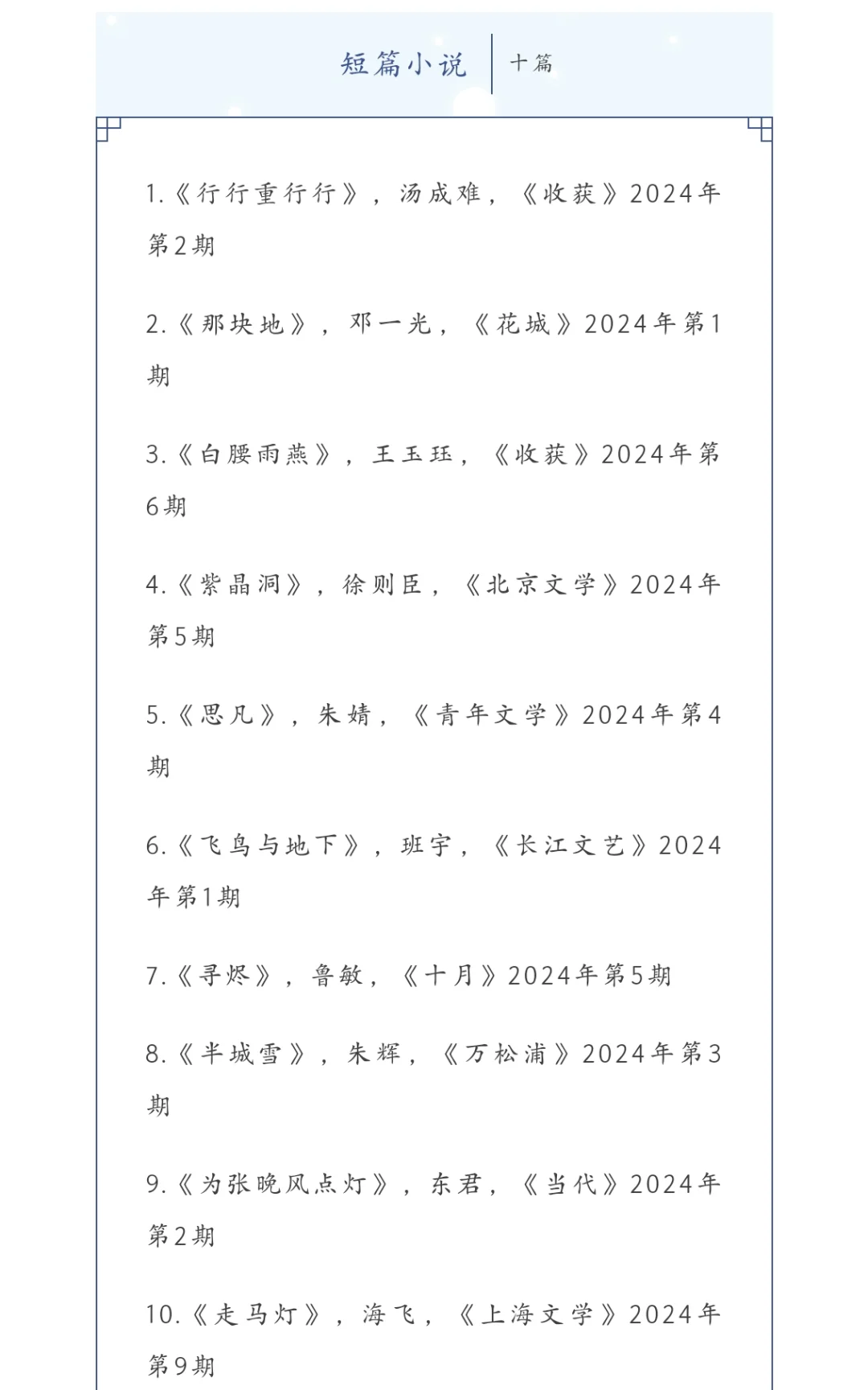 从2024文学榜单超前前瞻鲁迅文学奖