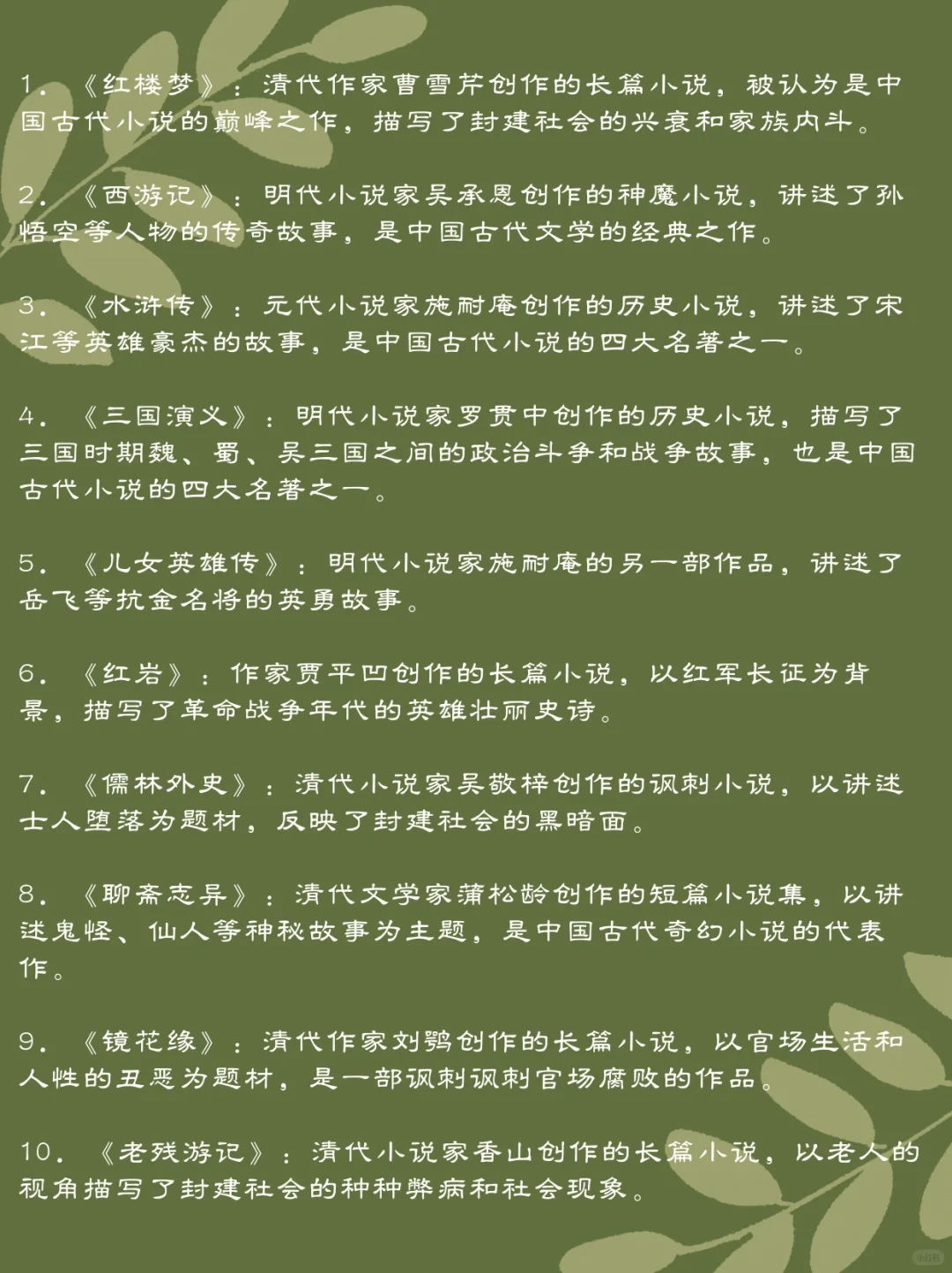 中国十大名著 你看过几部？