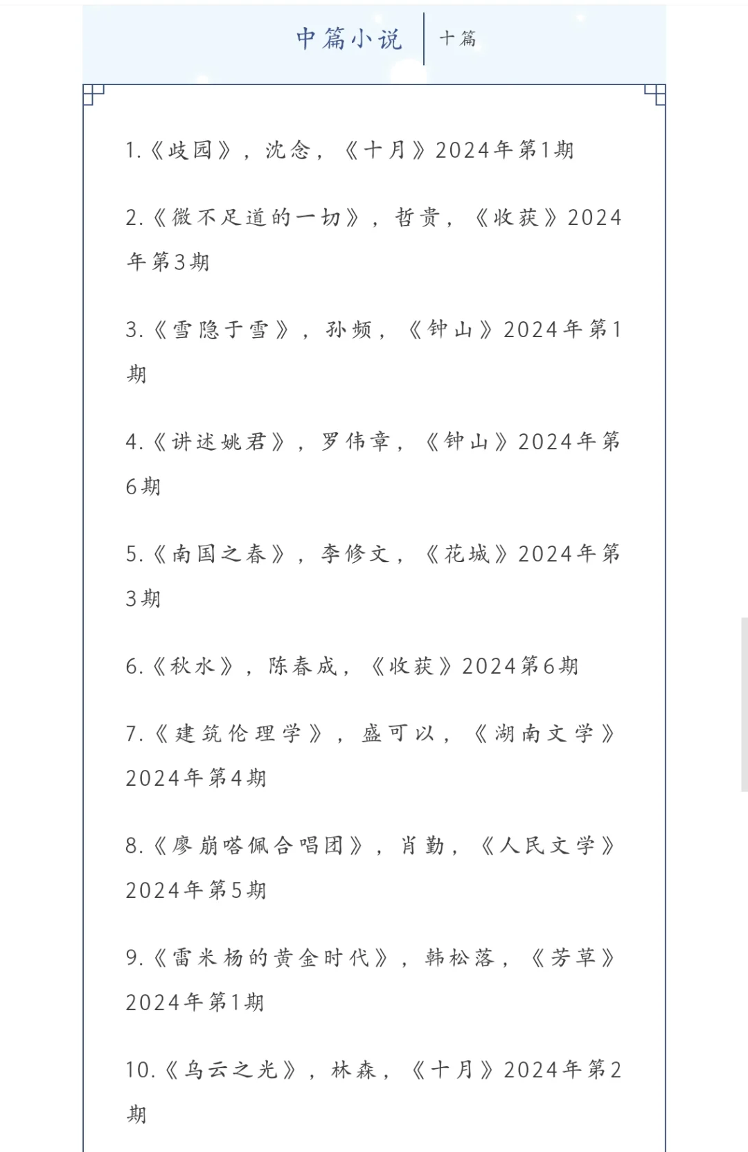 从2024文学榜单超前前瞻鲁迅文学奖