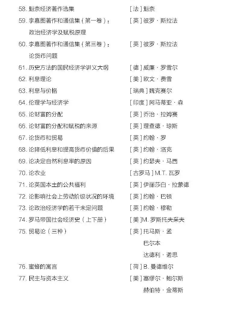 一般人不告诉!汉译名著1000种书目｜经管类
