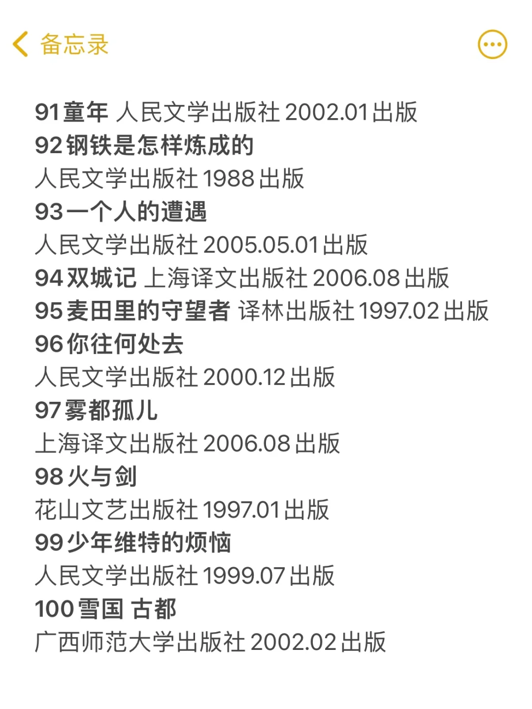 100本外国经典文学的最佳中译本！！！