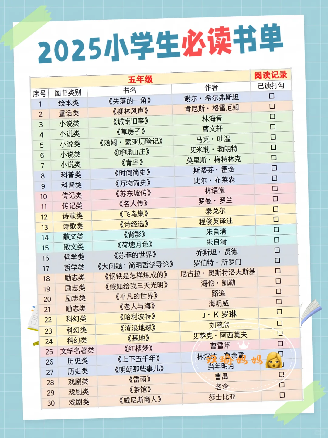 2025清华附小推荐书单🔥｜家长收藏必备