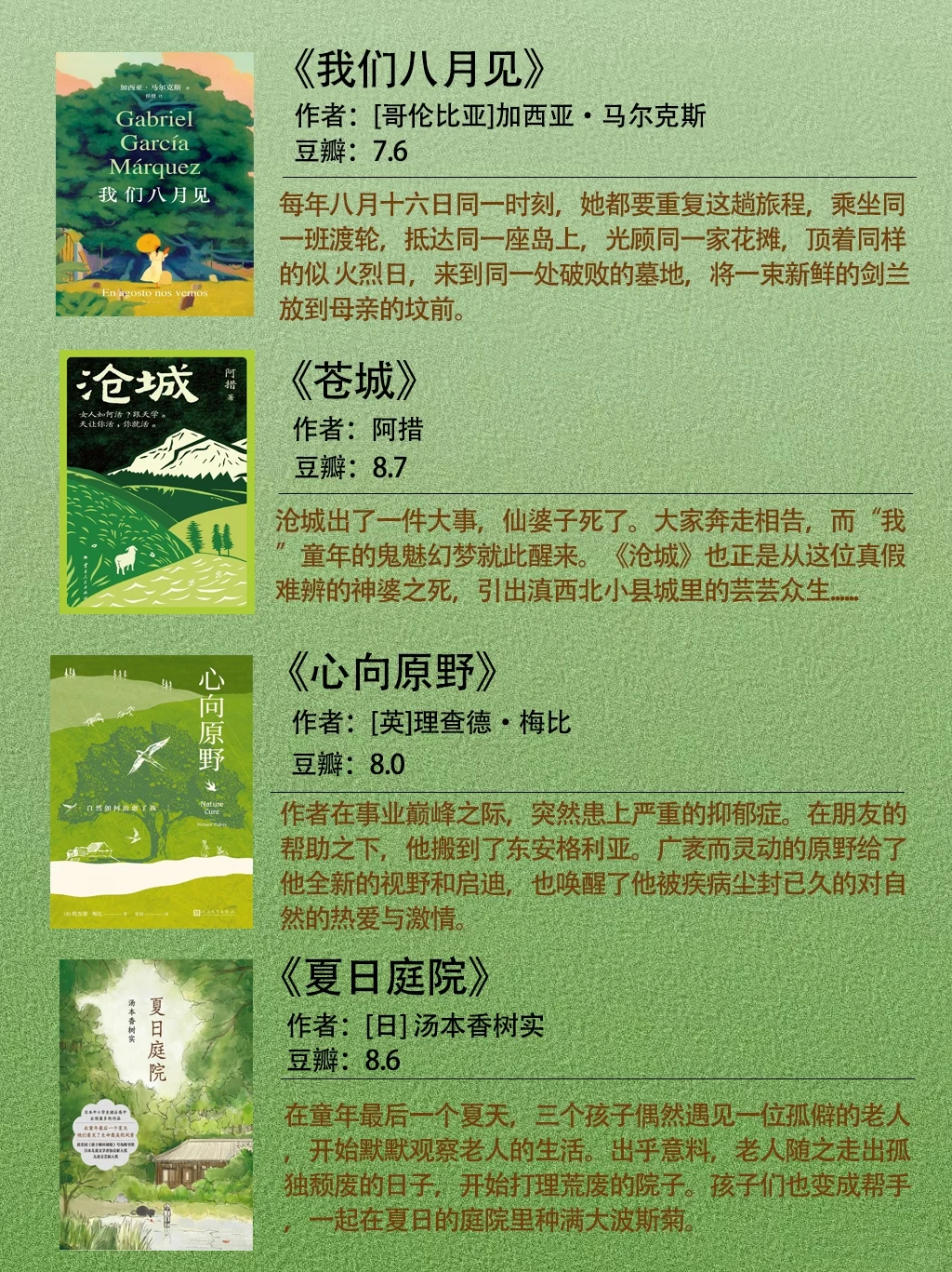 夏日绿色系书单🌿躲进书里清凉一夏吧！