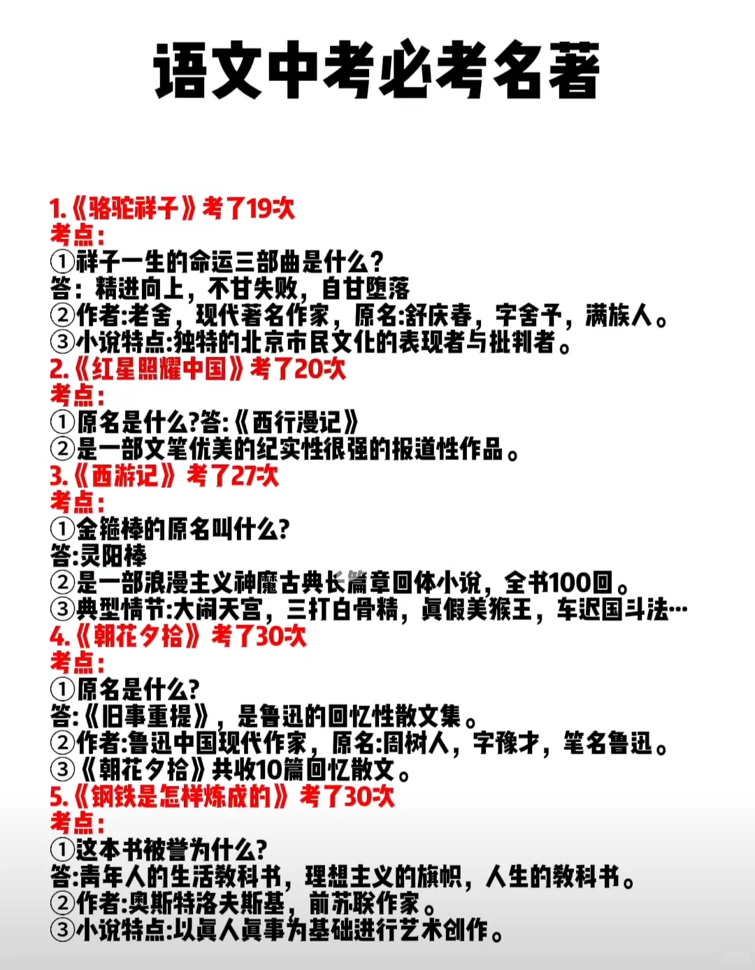 语文中考必考名著