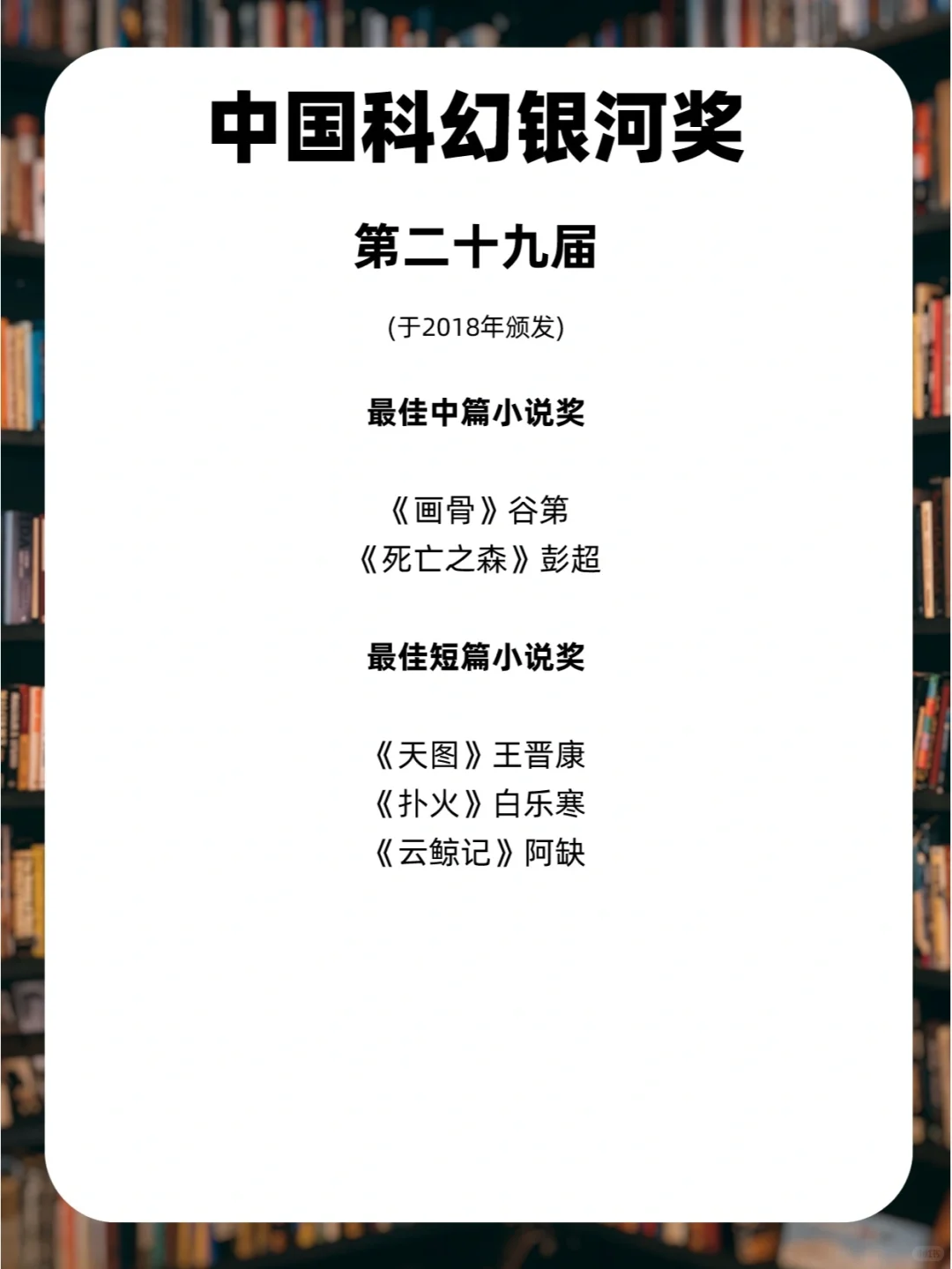 🎁大陆科幻创作最高奖|奖单整理