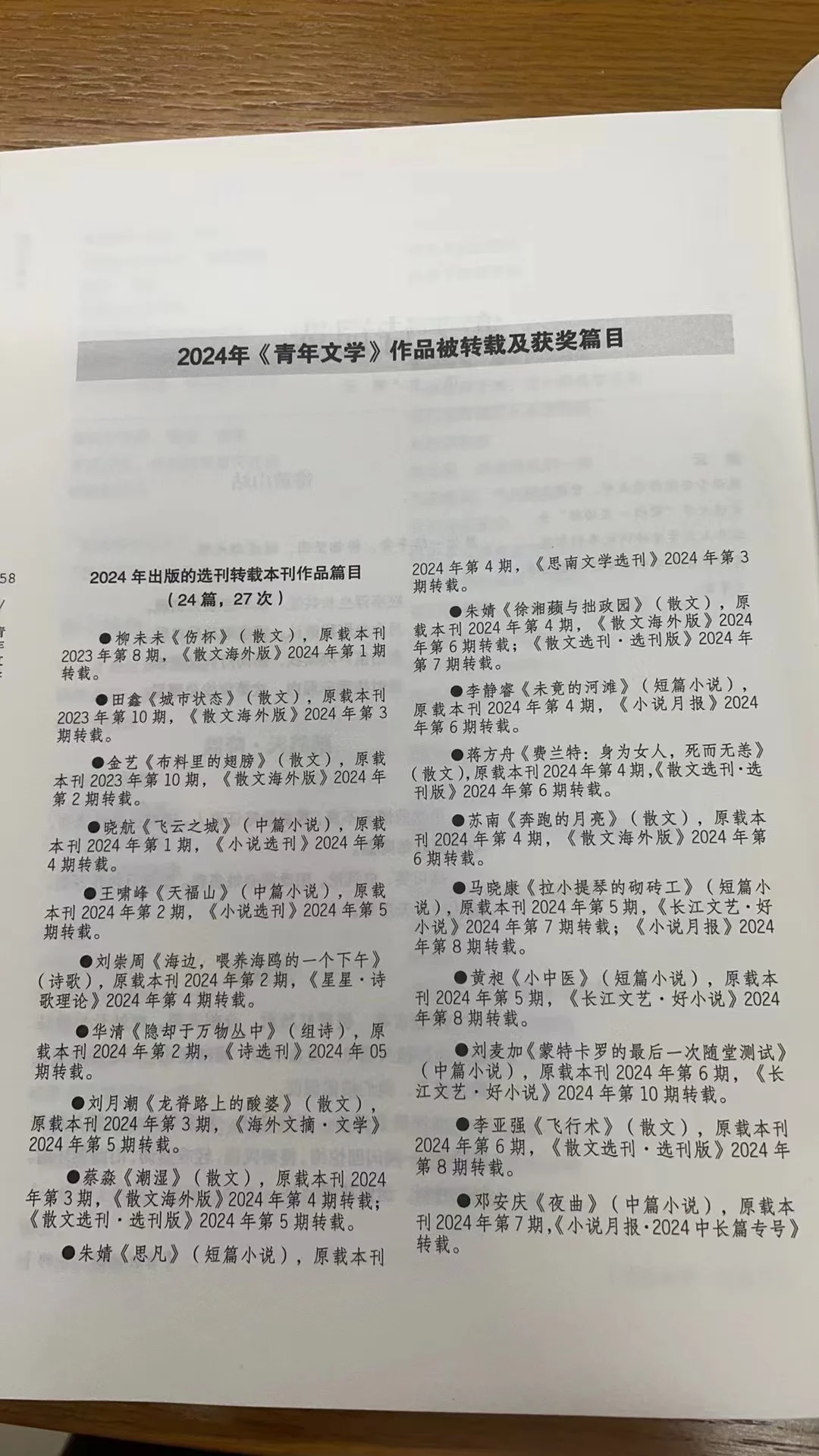 《青年文学》的转载与获奖