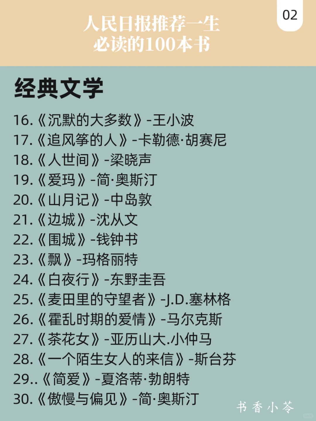 2025年人生必读的100本书籍！！！