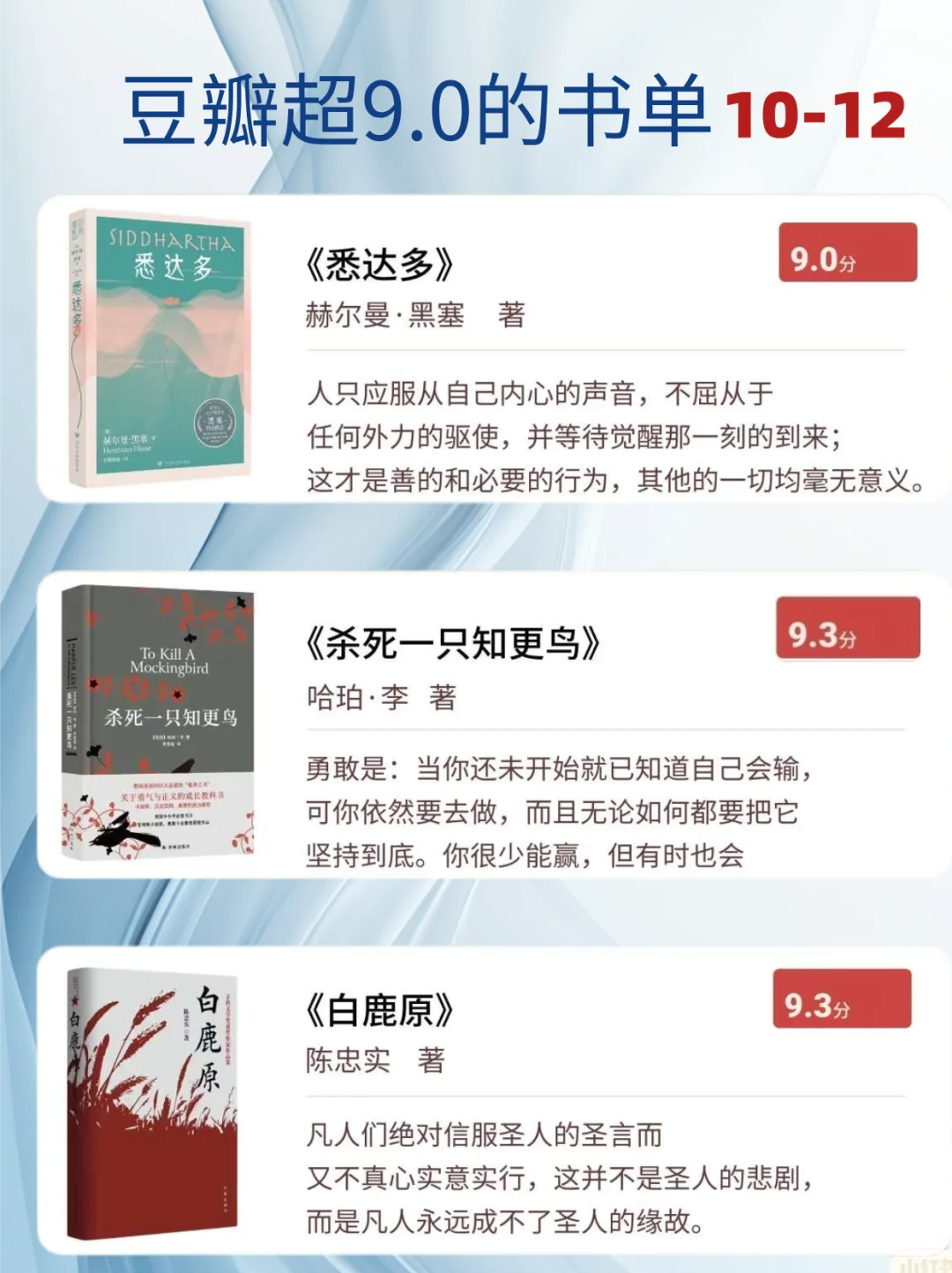 🔥豆瓣评分超9.0的15本书︱每本都是经典