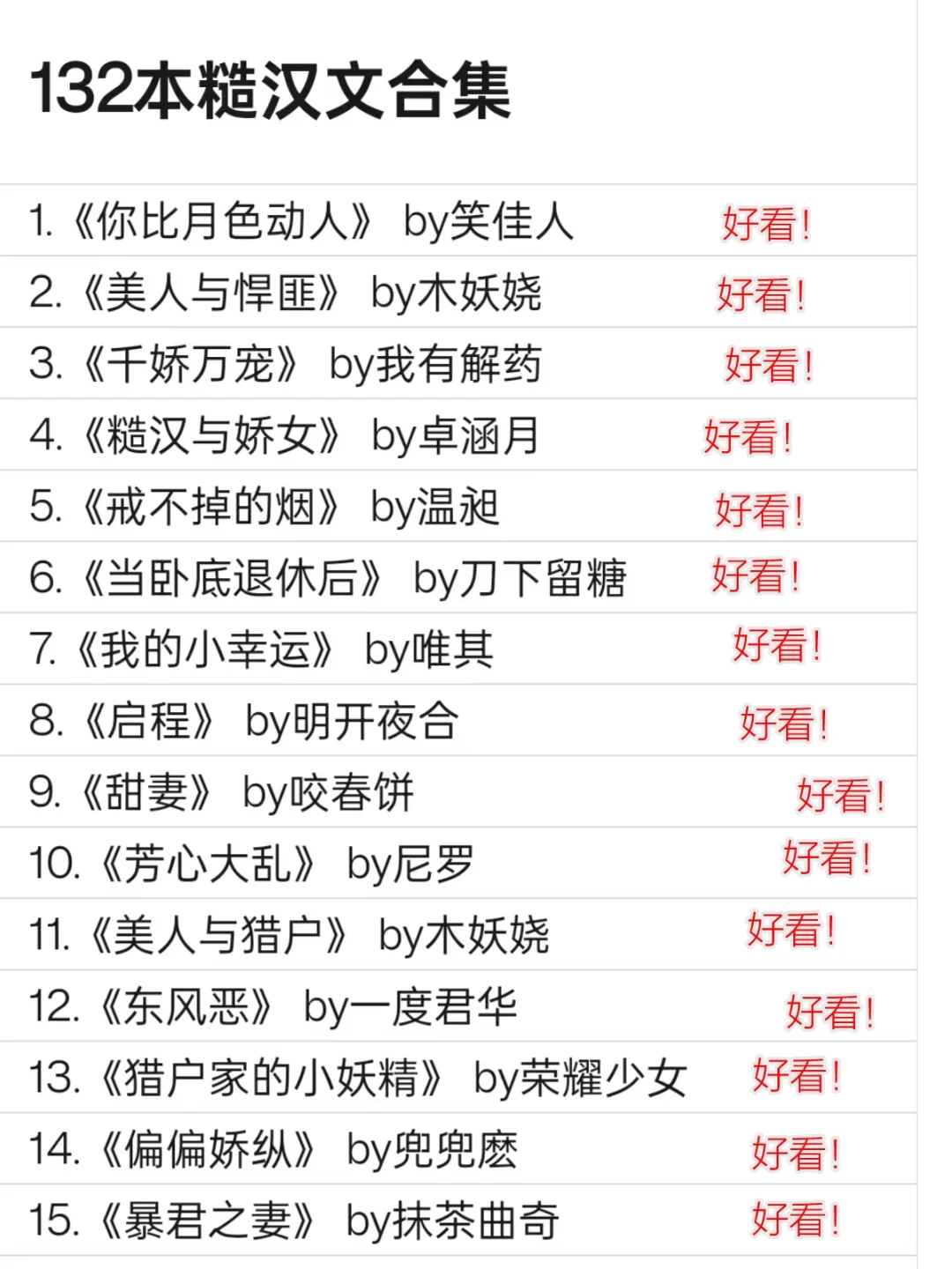 132 本高质量糙汉文合集。