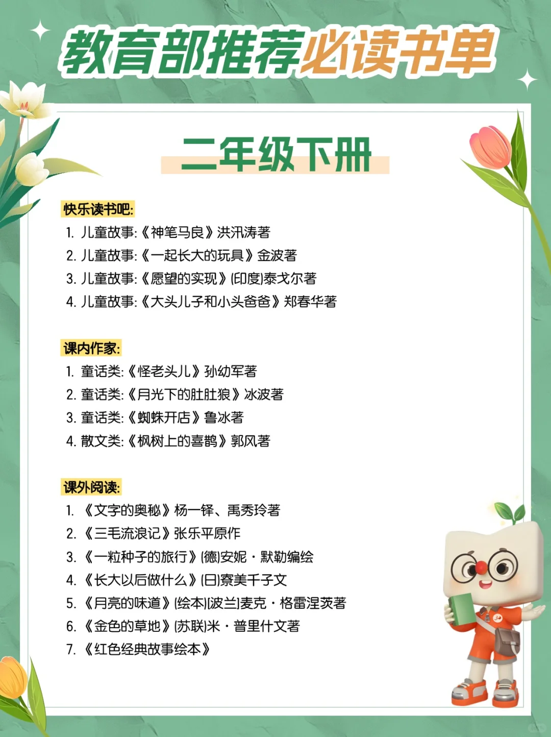 2025年教育部推荐🔥1-3年级必读书单❗