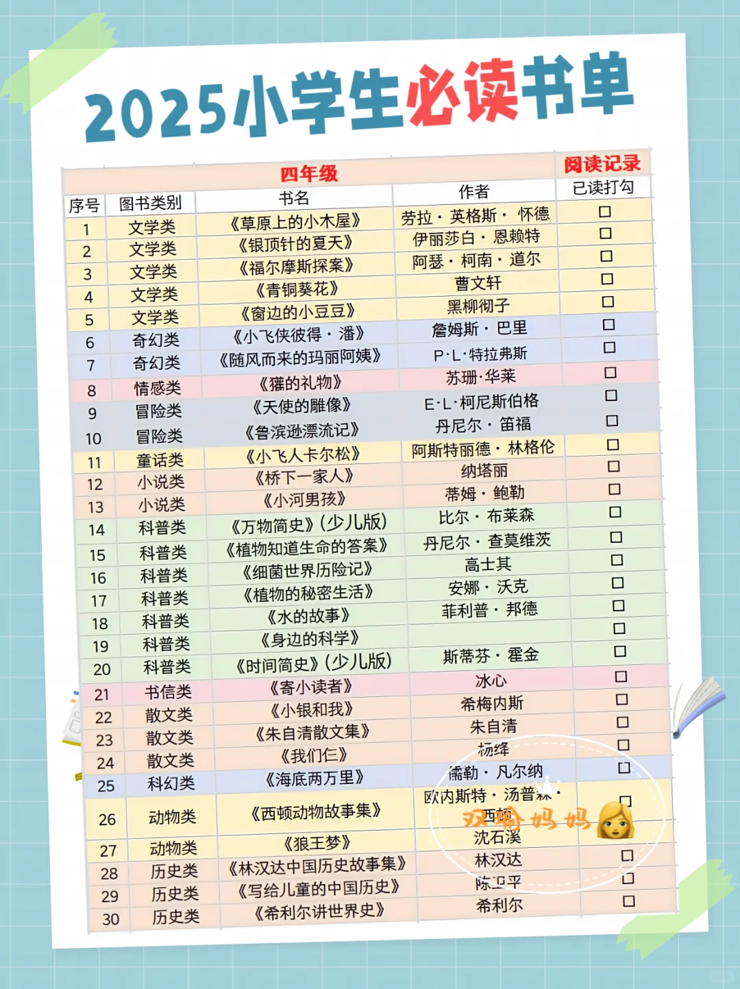 2025清华附小推荐书单🔥｜家长收藏必备