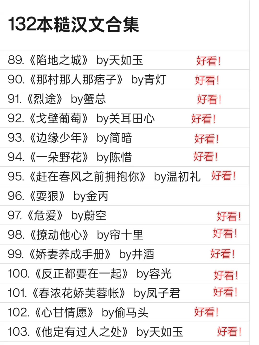 132 本高质量糙汉文合集。