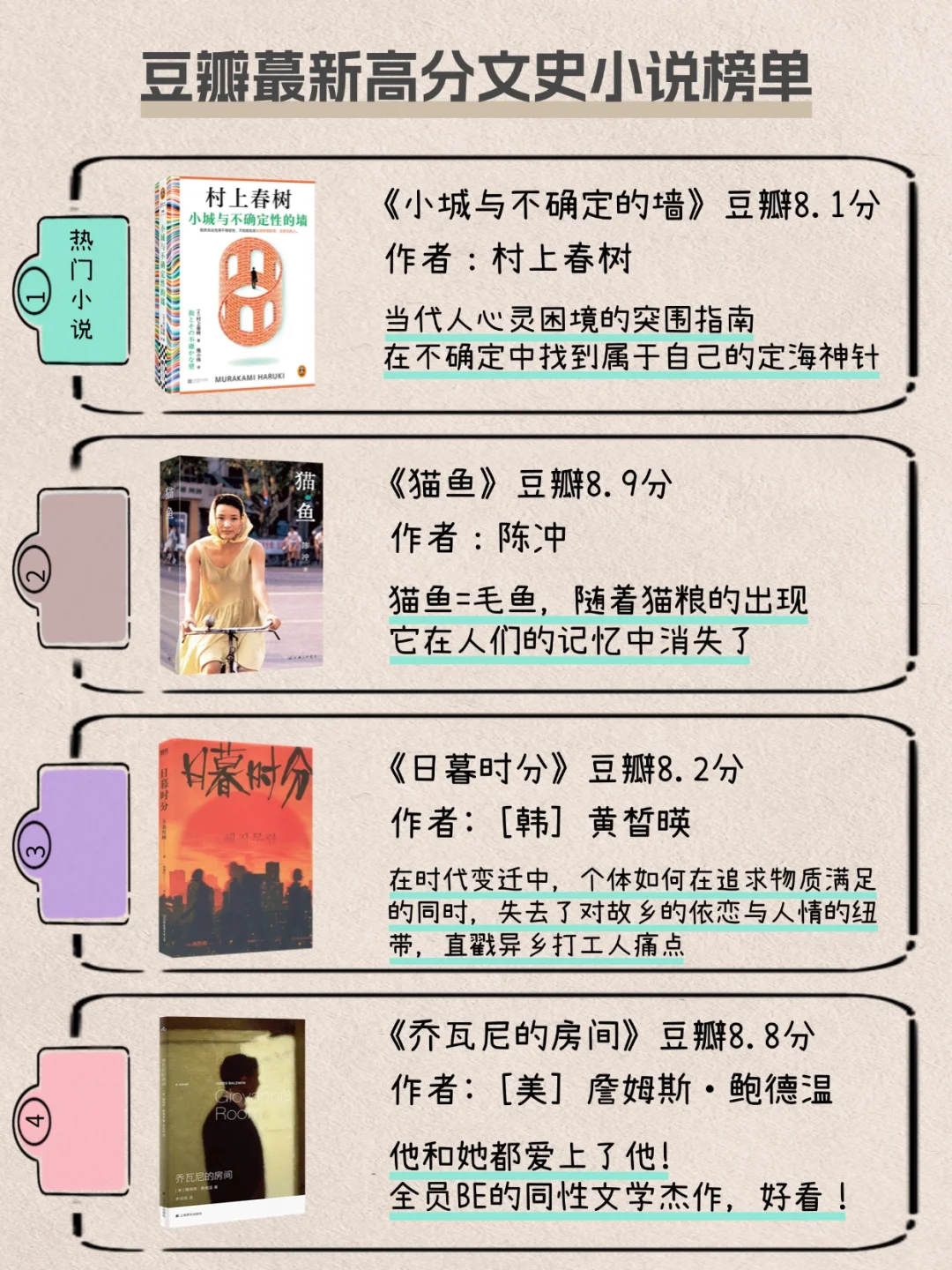 连续霸榜｜豆瓣蕞新高分热门书单🔥