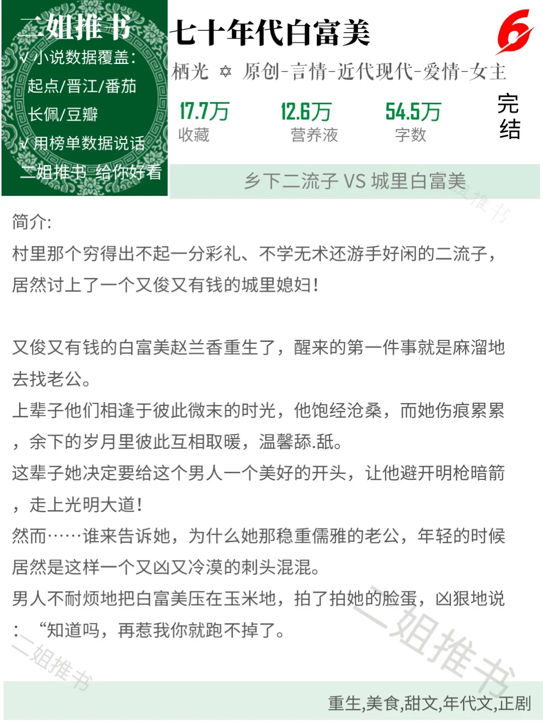 🔥晋江🔥年代文巅峰榜