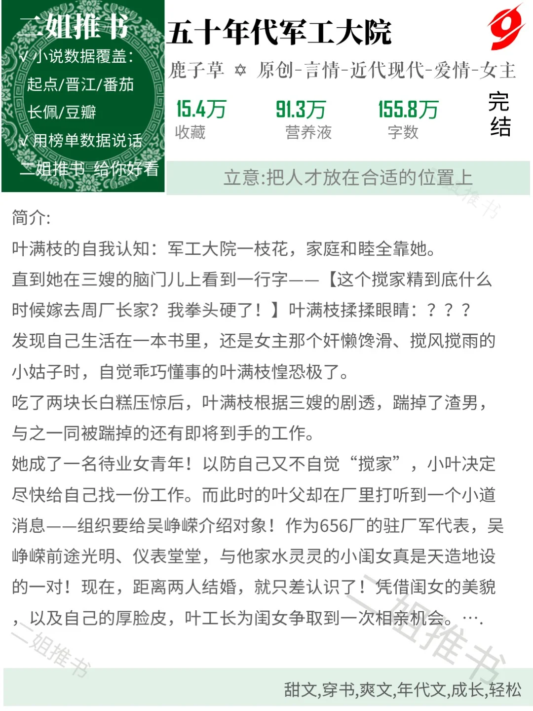 🔥晋江🔥年代文巅峰榜
