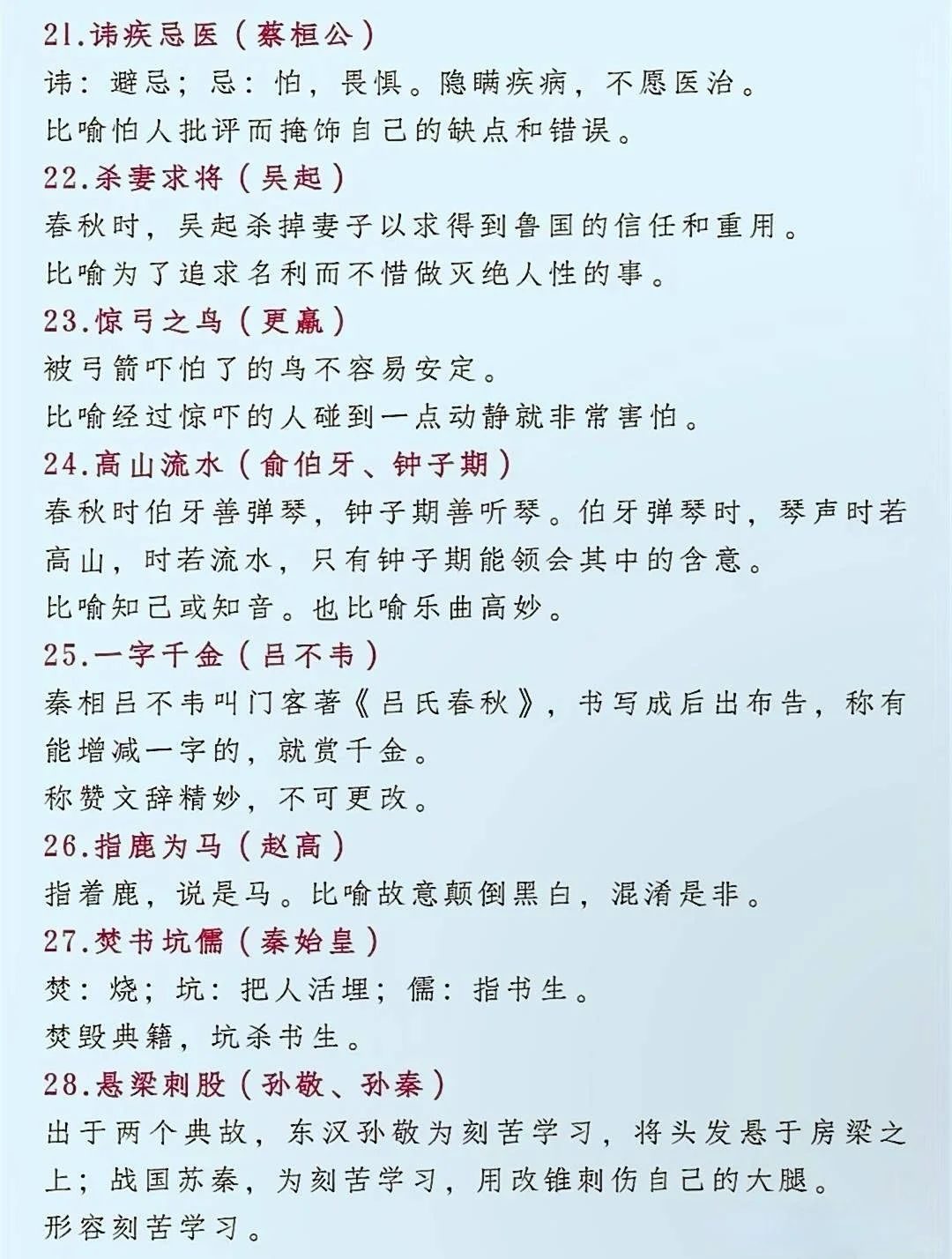 60个成语，60个历史人物，中小学必背文学常识