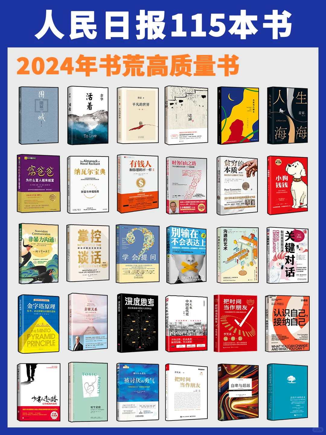人民日报推荐，115本高质量书单，建议收藏