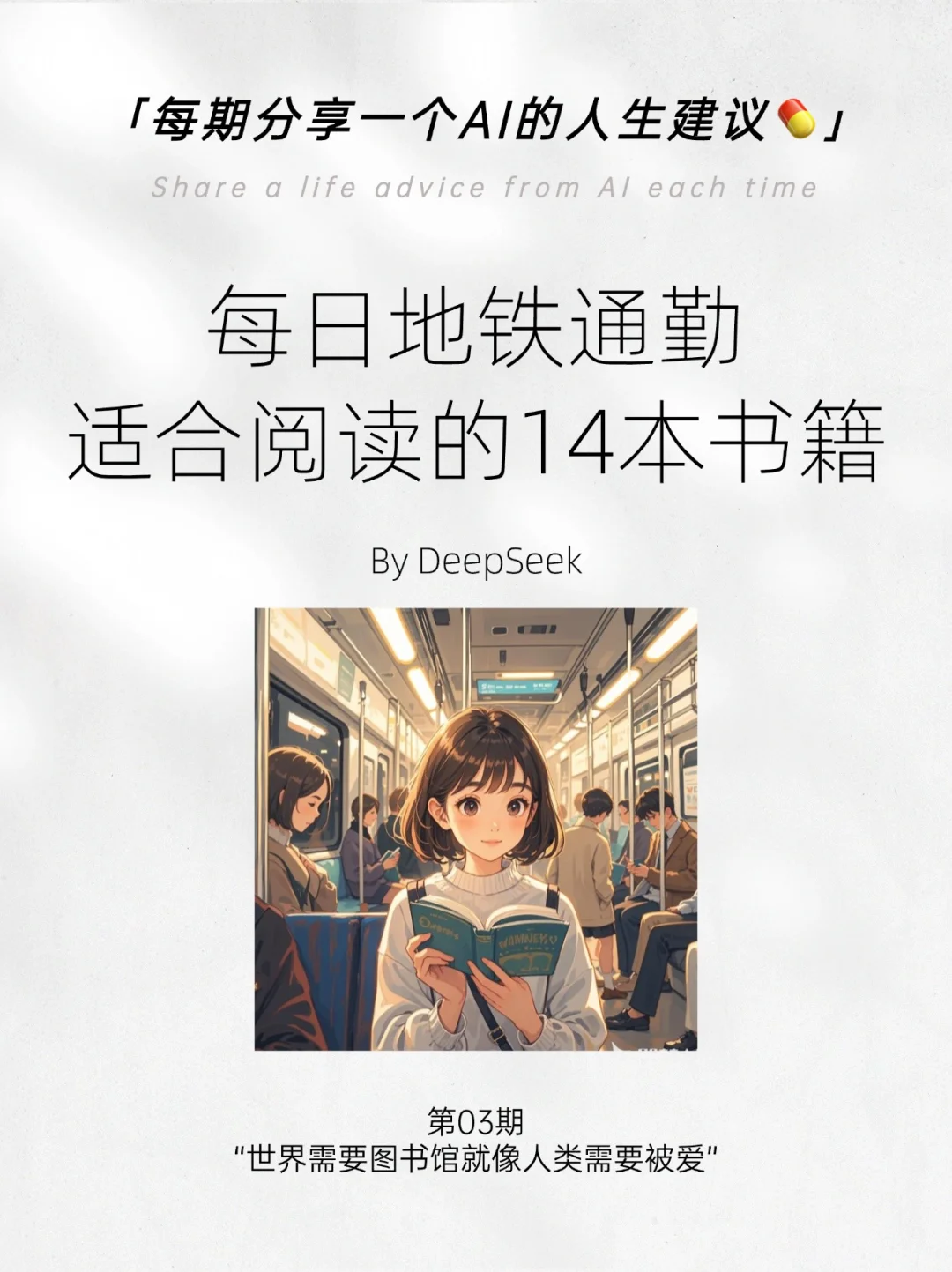 14本每日地铁通勤阅读的书籍🔥DeepSeek书单
