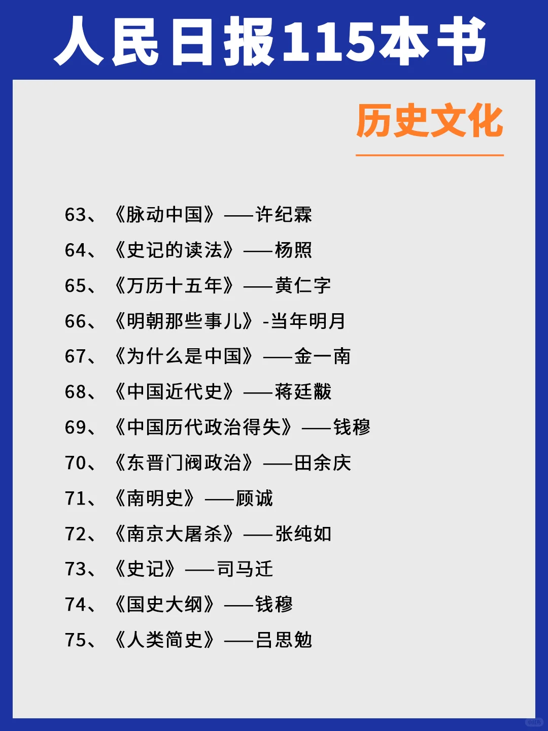 人民日报推荐，115本高质量书单，建议收藏