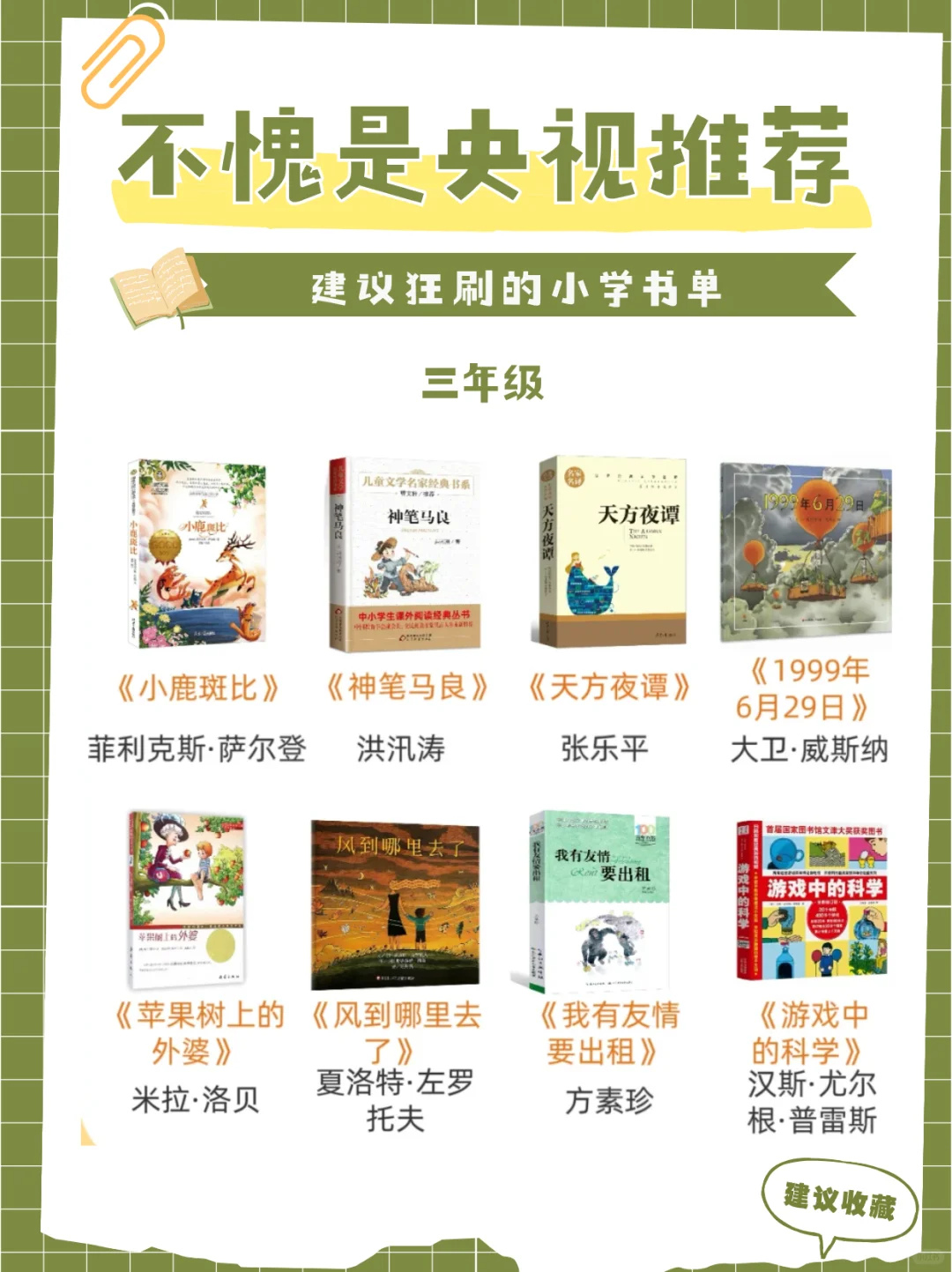 央视推荐书单📚小学生必读好书❗️❗️