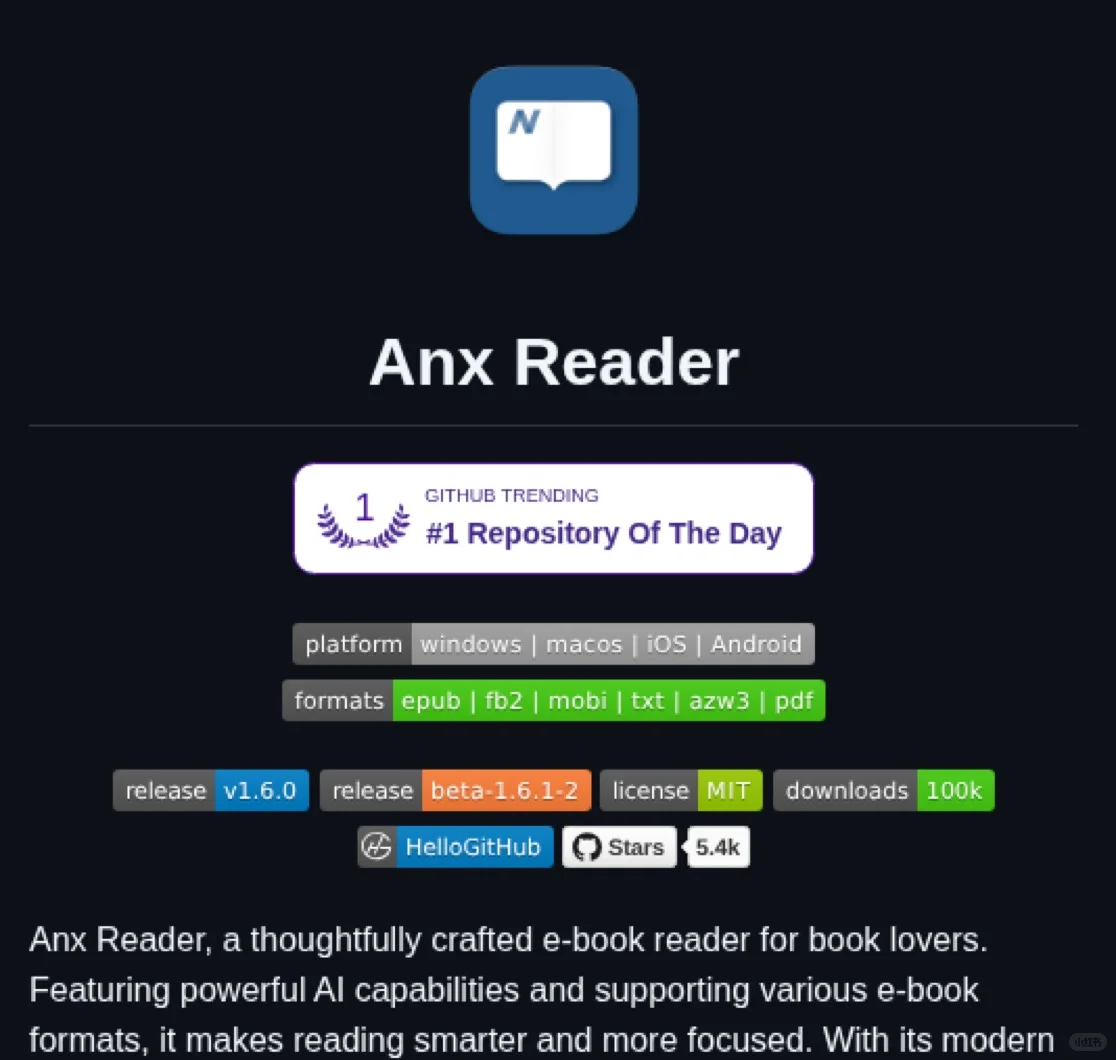 Anx Reader为阅读而生的智能电子书阅读器