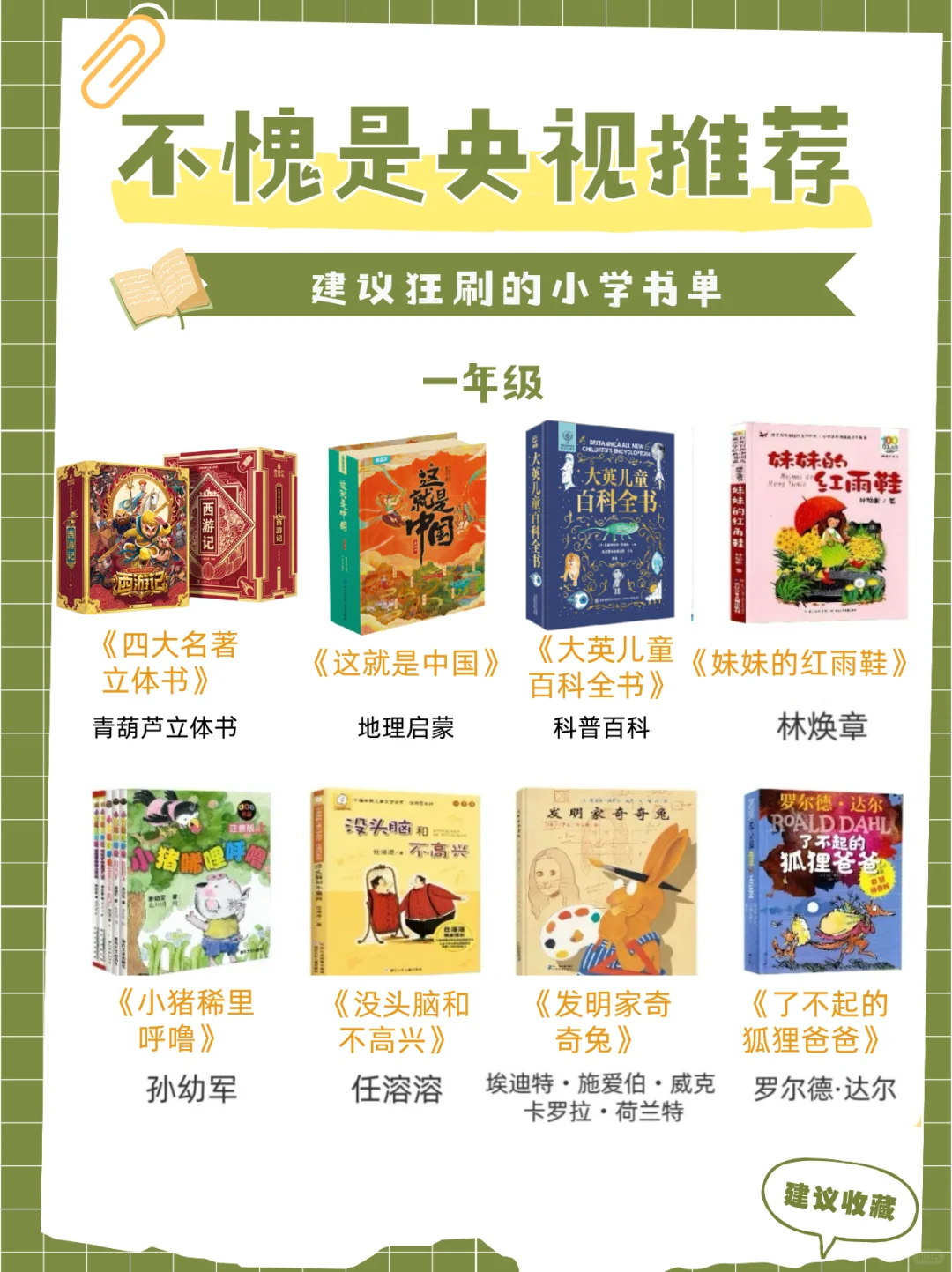央视推荐书单📚小学生必读好书❗️❗️