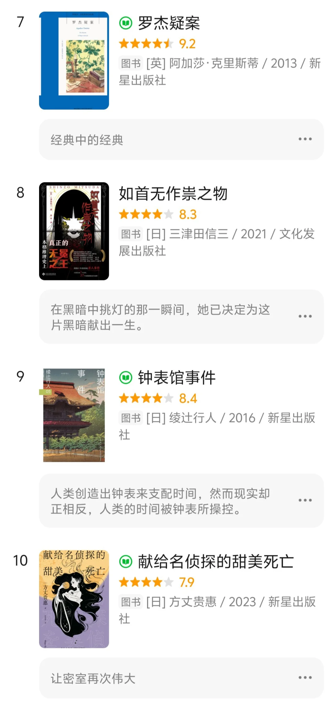2024推理小说阅读总结