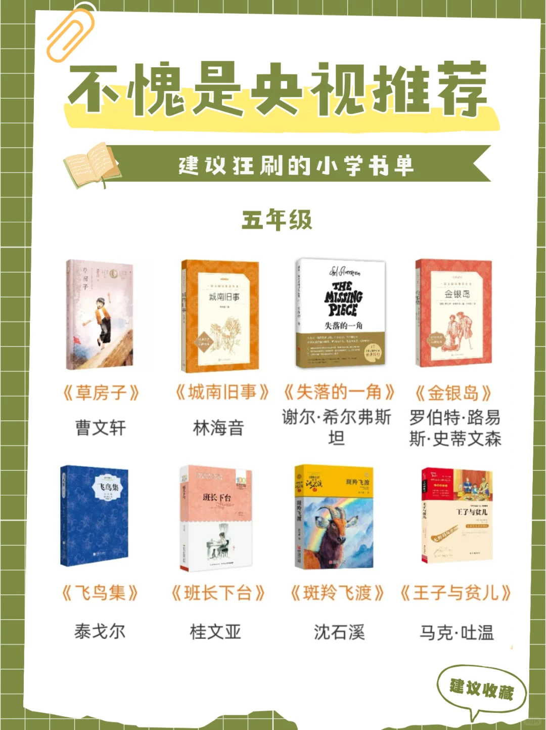 央视推荐书单📚小学生必读好书❗️❗️