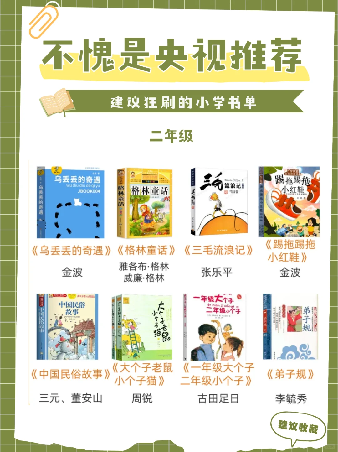 央视推荐书单📚小学生必读好书❗️❗️