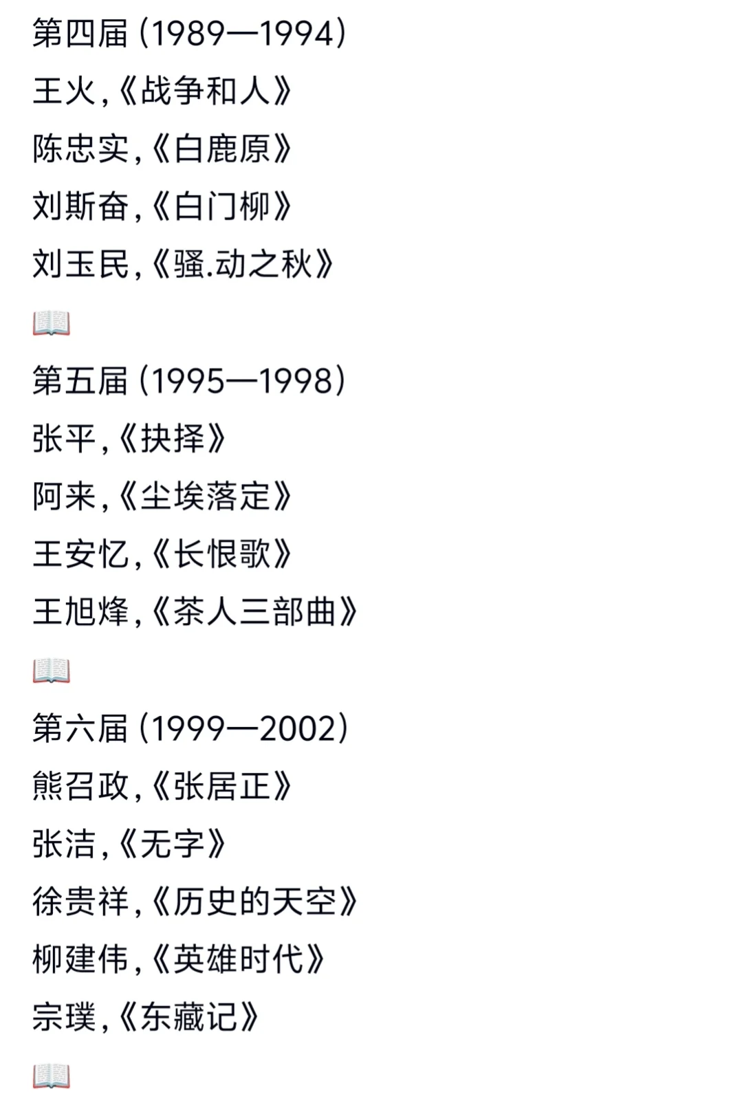 历届茅盾文学奖获奖作品大全。