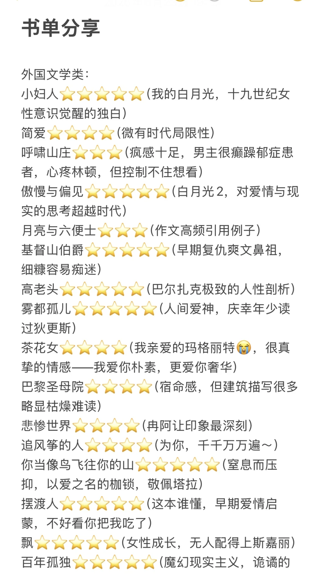 书单分享外国文学篇