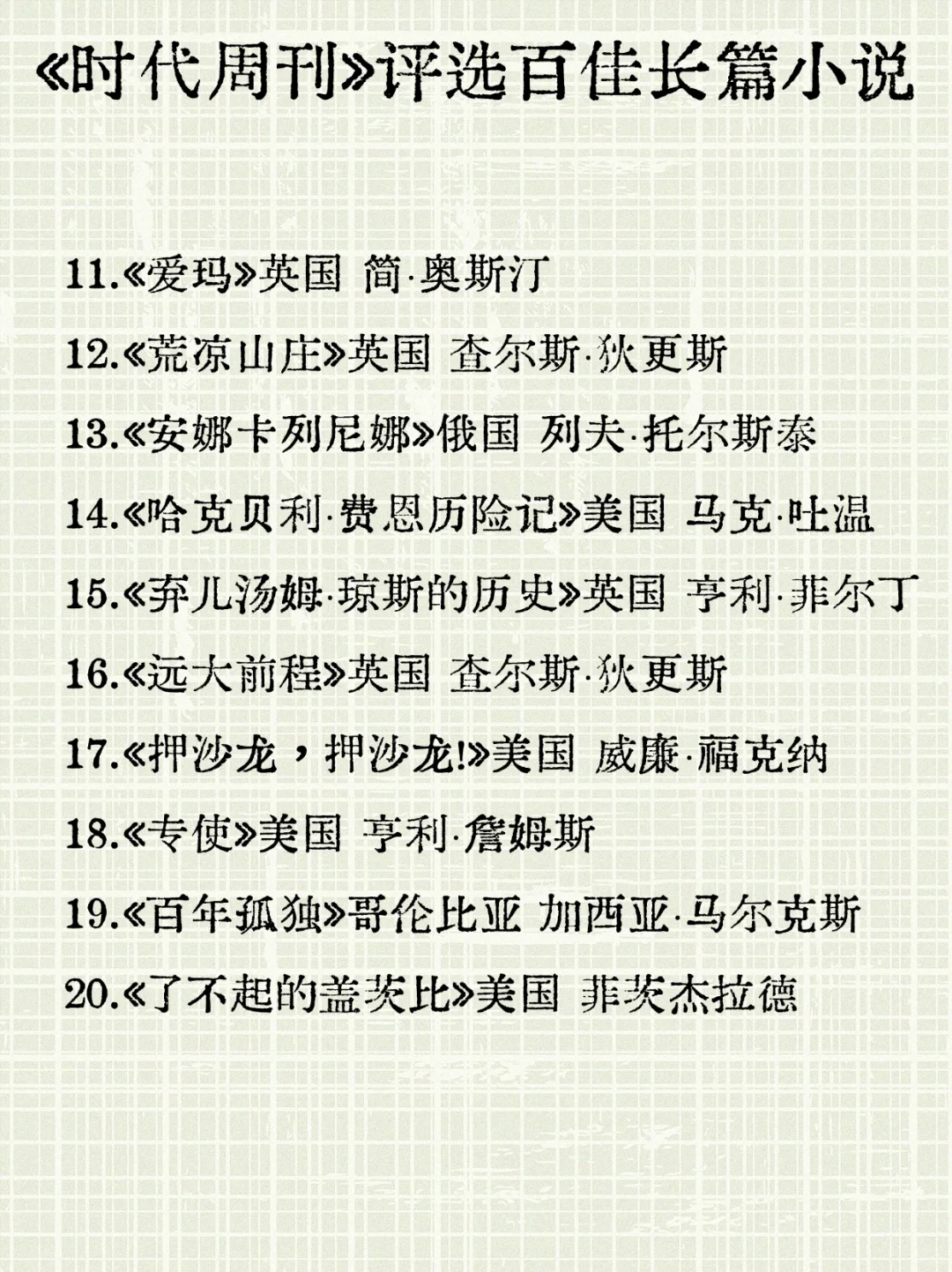 书单分享📚时代周刊评百佳长篇小说